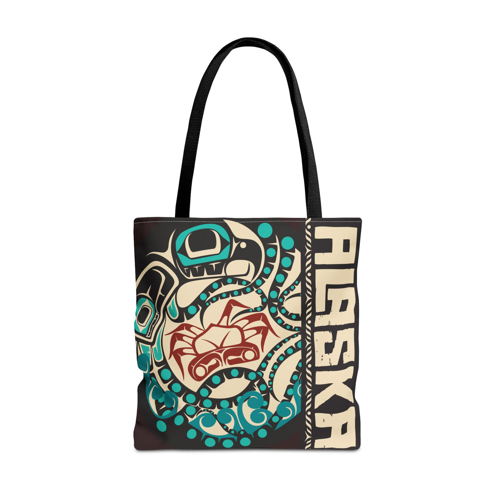 Canvas Tote Bag - Style No. 1 Rustic Alaska Tribal Octopus - AK State Line™ Collection