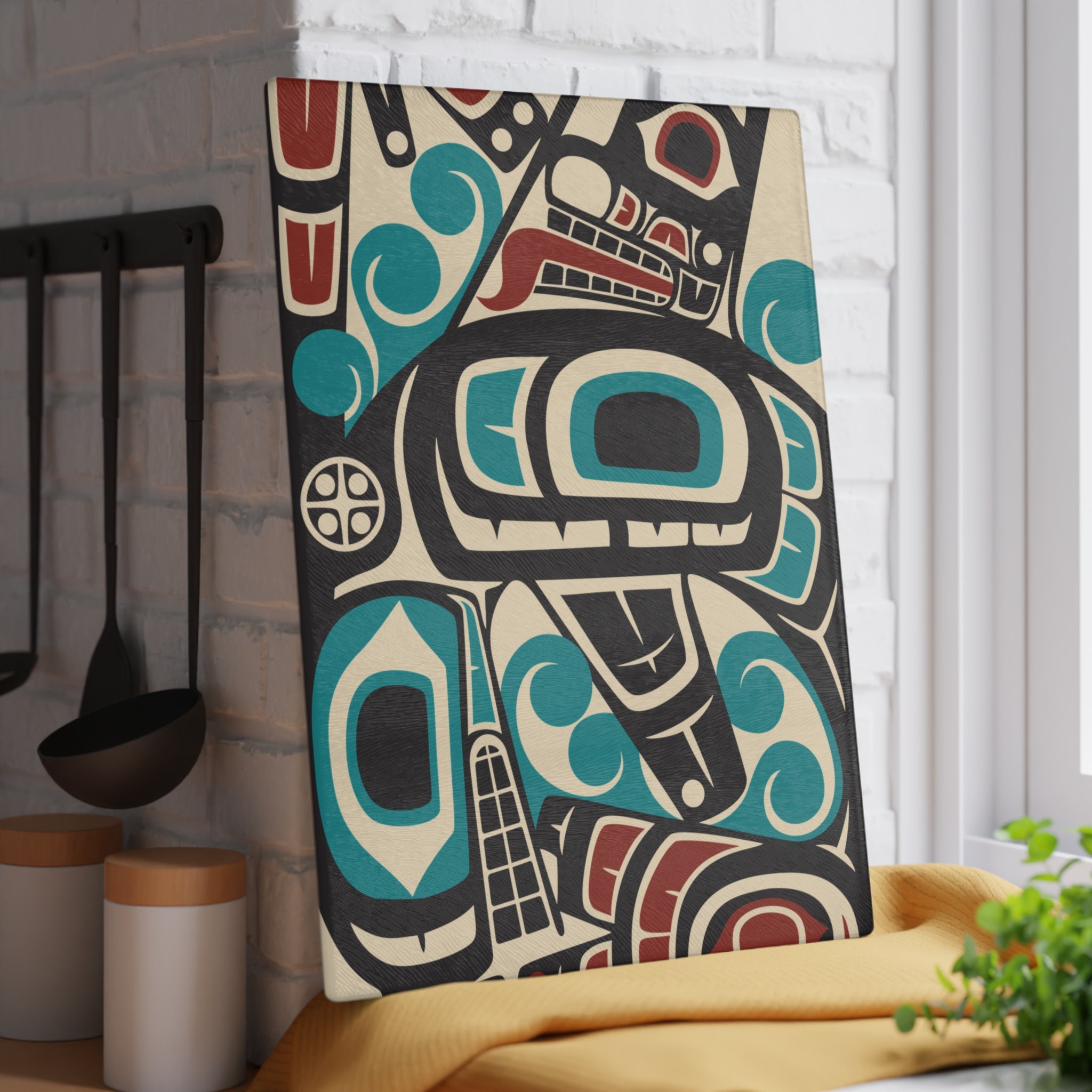 Glass Cutting Board - Classic Tribal Orca Print - Northern Spiritlines™