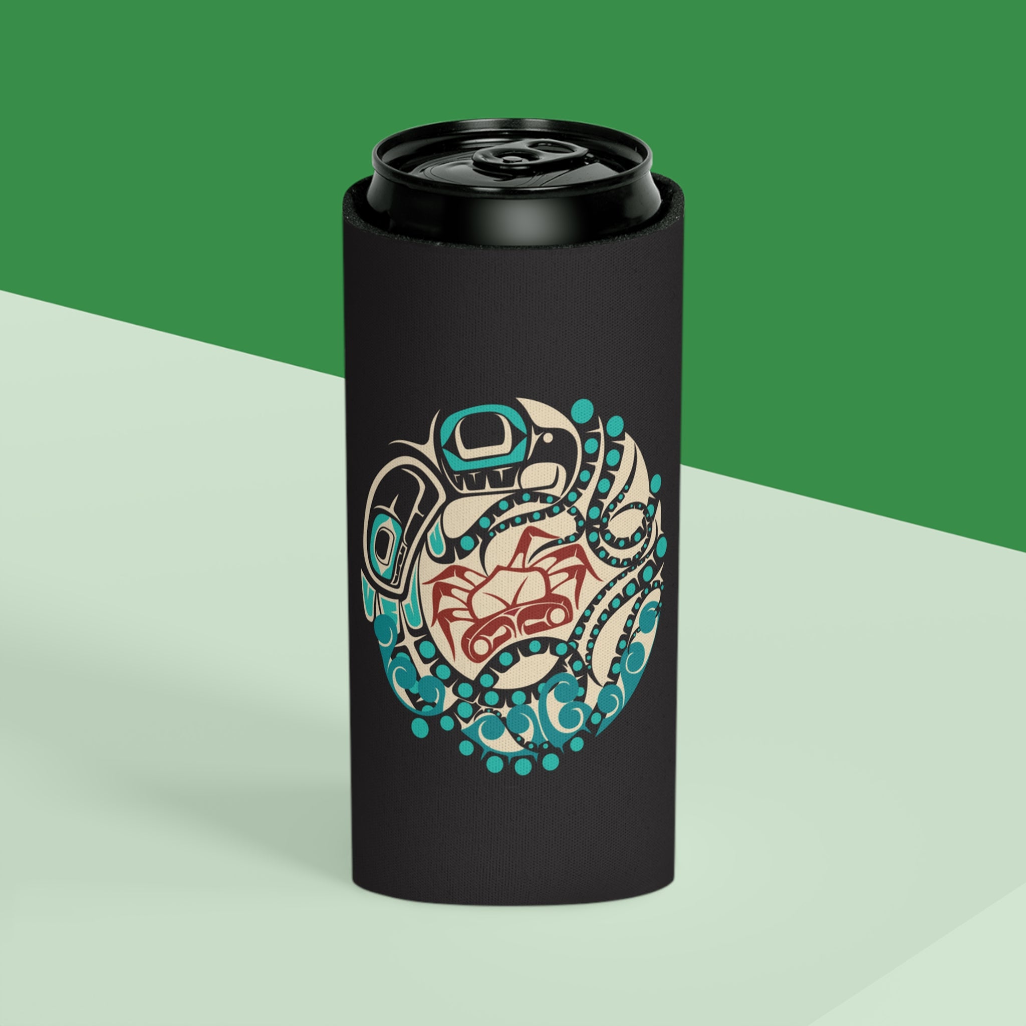 Insulated Can Cooler Koozie (Regular & Slim) Classic Tribal Octopus - Northern Spiritlines™