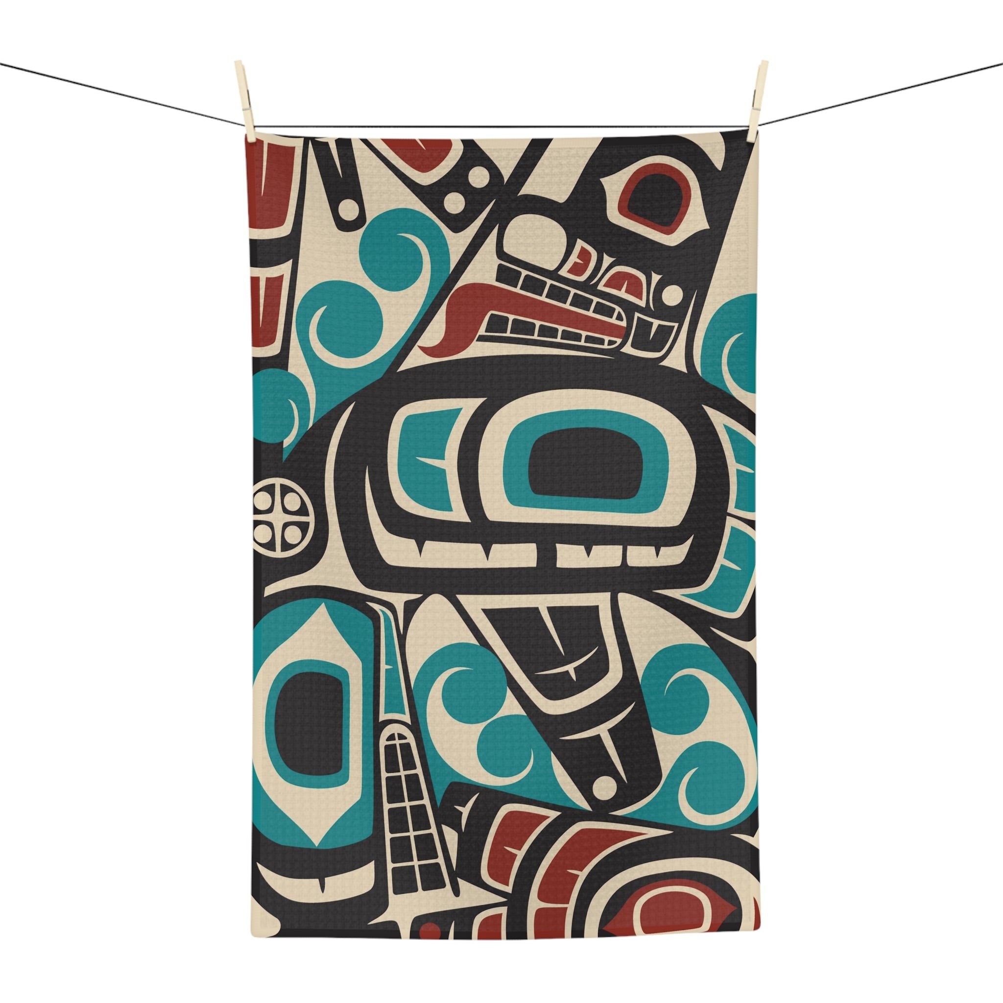 Microfiber Tea Towel - Classic Tribal Orca Print - Northern Spiritlines™