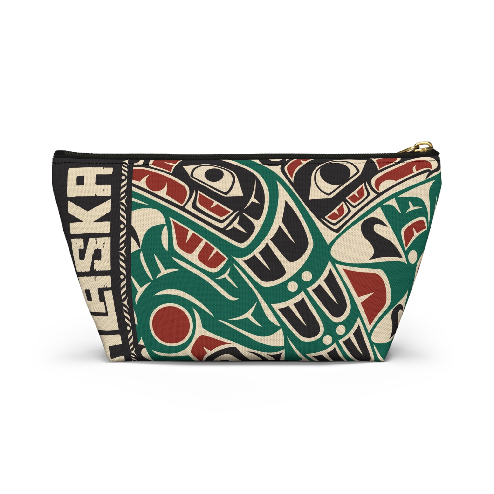 Travel Accessory Zipper Pouch - Rustic Alaska Tribal Sea Monster - AK State Line™ Collection