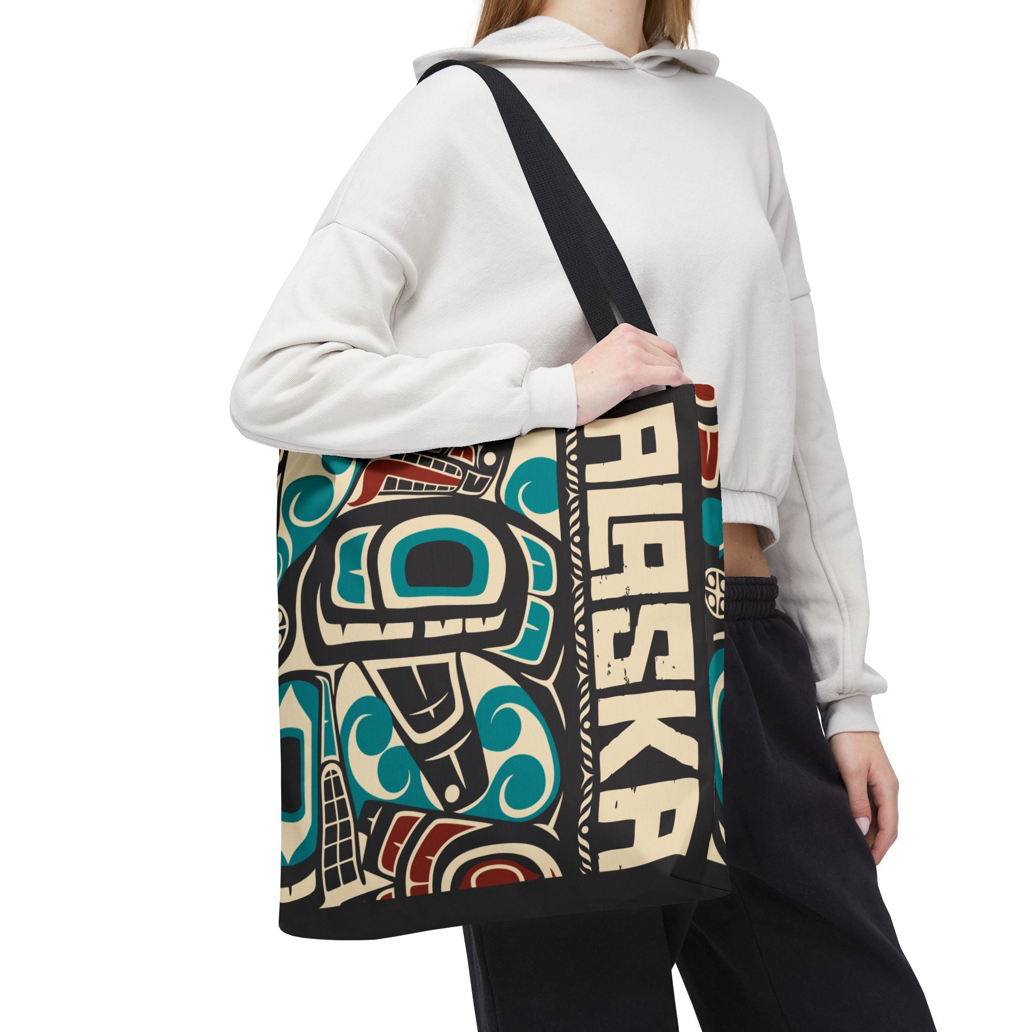 Canvas Tote Bag - Style No. 1 Rustic Alaska Tribal Orca - AK State Line™