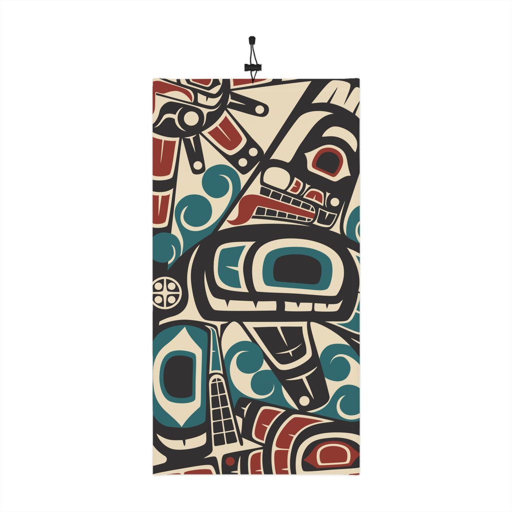 Neck Gaiter, Headband with Drawstring - Classic Tribal Orca Print - Northern Spiritlines™