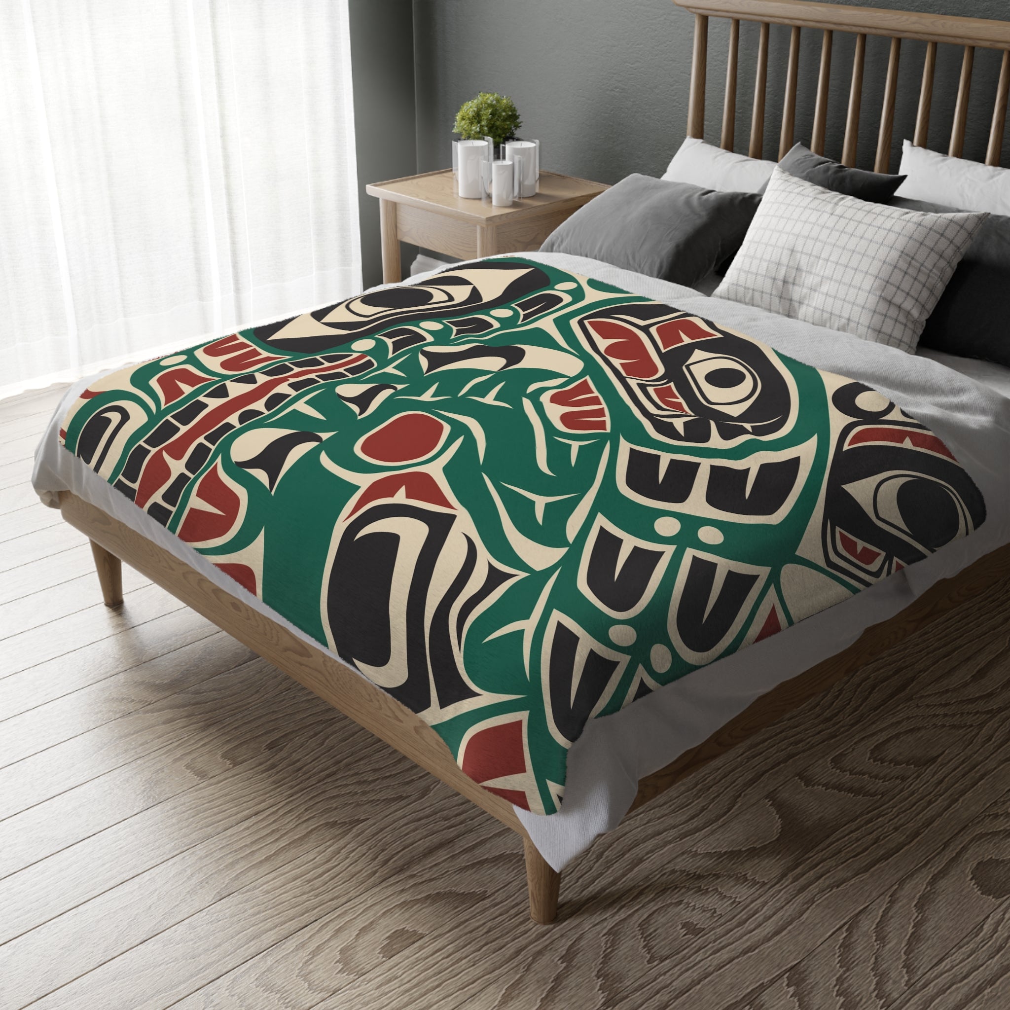 Reversible Plush Blanket - Classic Tribal Sea Monster - Northern Spiritlines™