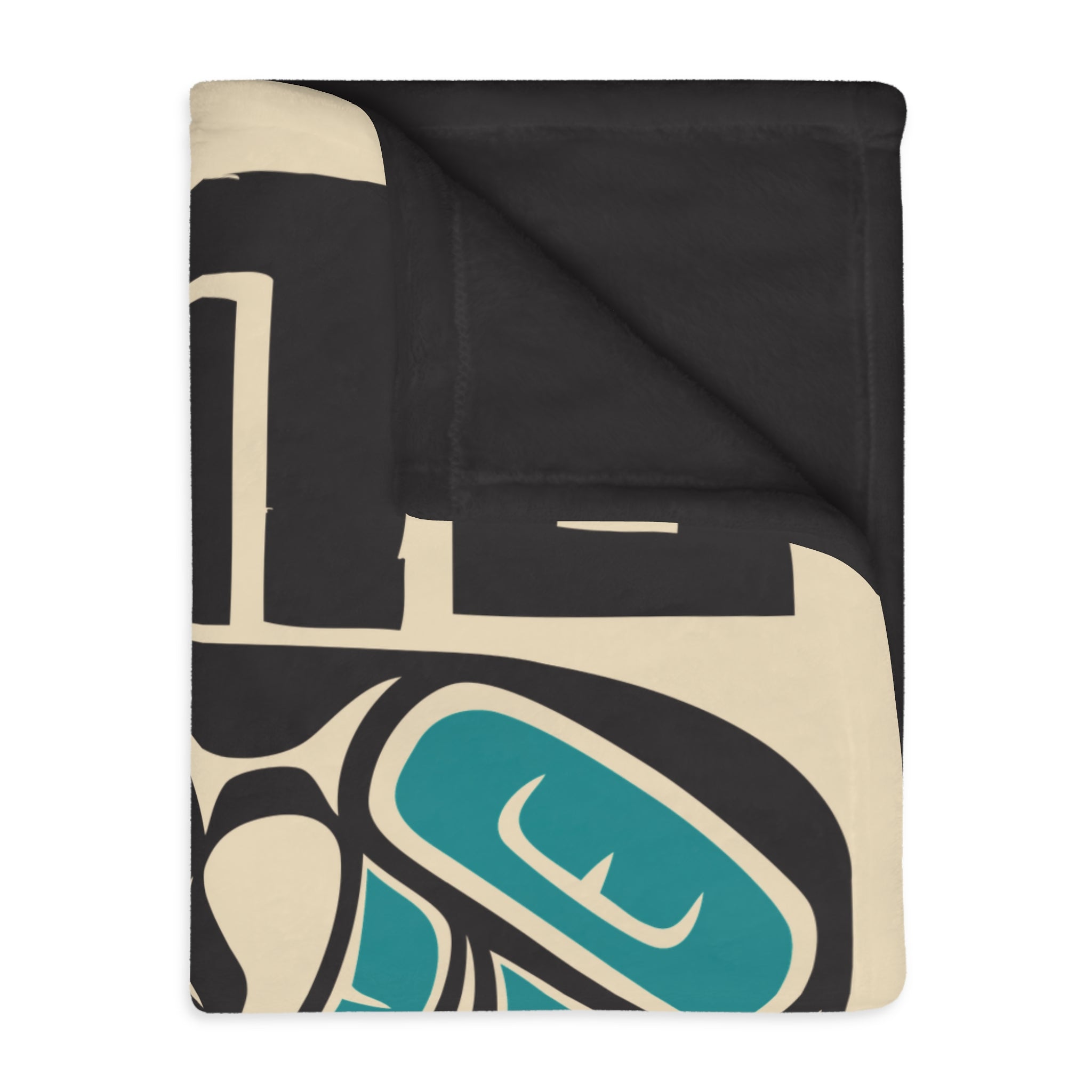 Reversible Plush Blanket - Rustic Alaska Tribal Hummingbird