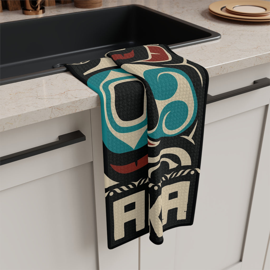 Tea Towel | 18x30" Waffle Weave | Alaska Tribal Orca | Stateline™ Collection