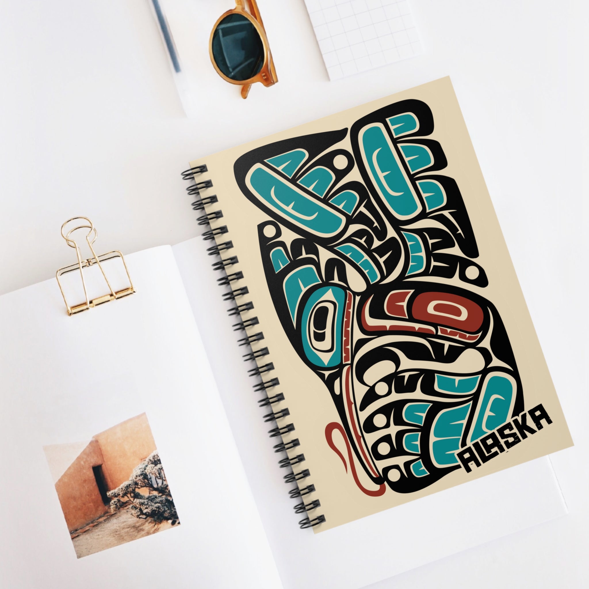 Spiral Notebook, Journal - Alaska Tribal Hummingbird - AK State Line™ Collection