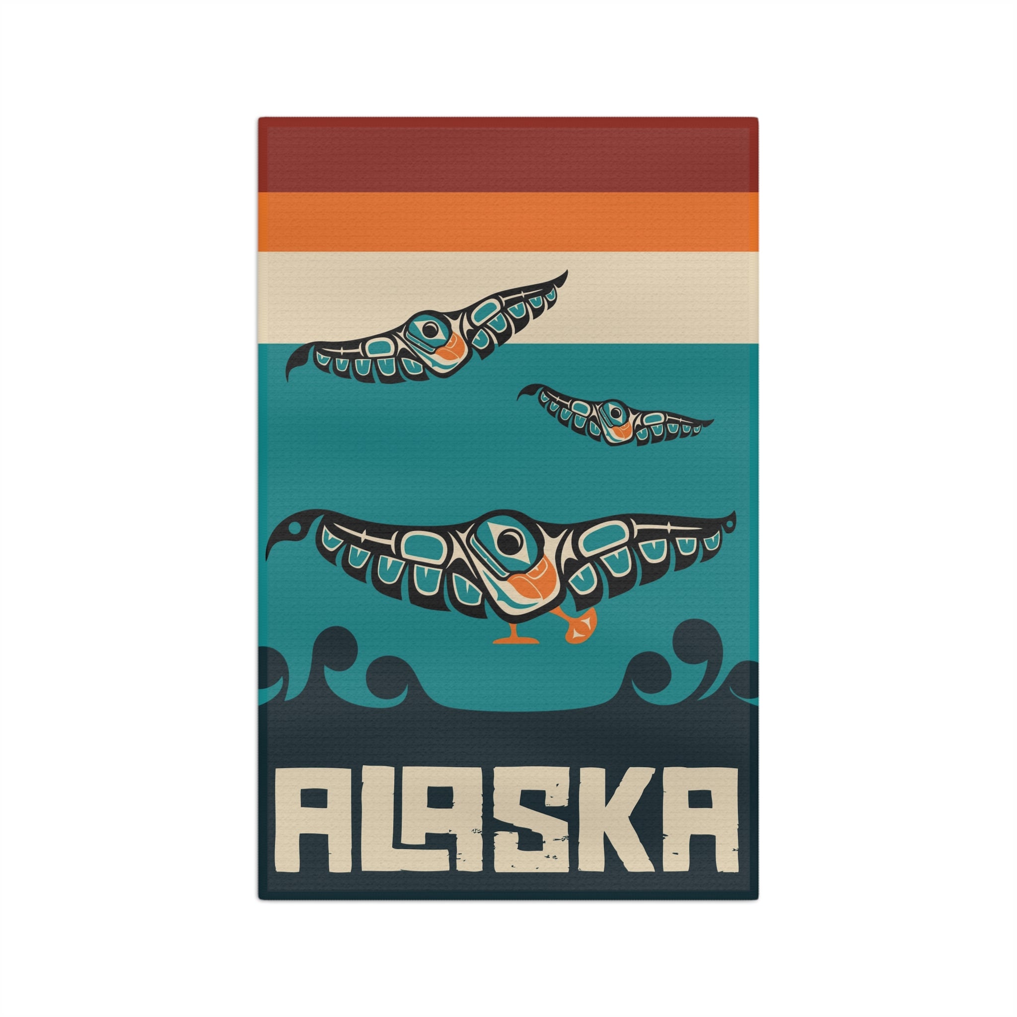 Tea Towel | 18x30" Waffle Weave | Alaska Tribal Puffins | Stateline™ Collection