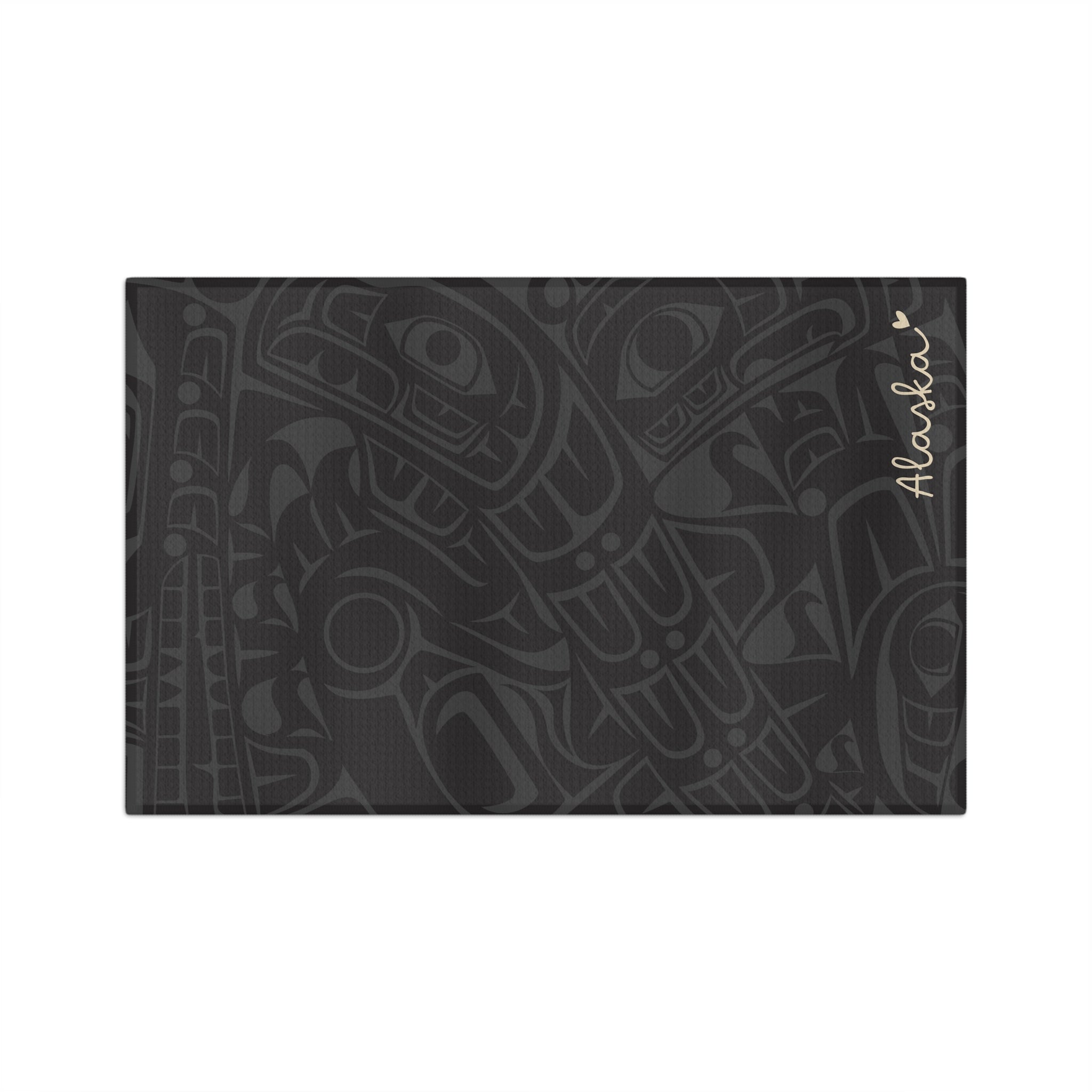 Microfiber Tea Towel - Classic Tribal Print with Alaska (Smoky) - AK State Line™ Collection