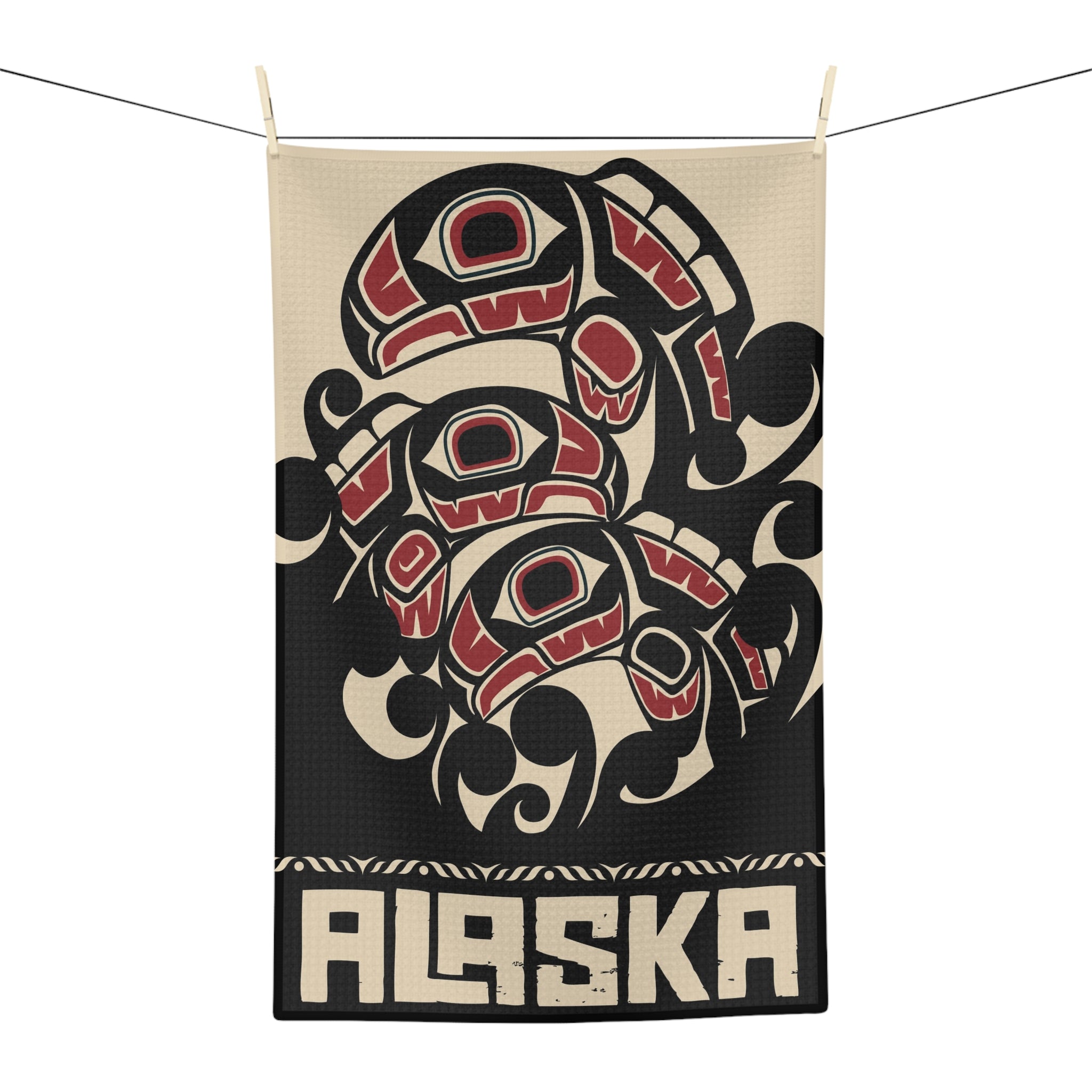 Tea Towel | 18x30" Waffle Weave | Alaska Tribal Salmon | Stateline™ Collection