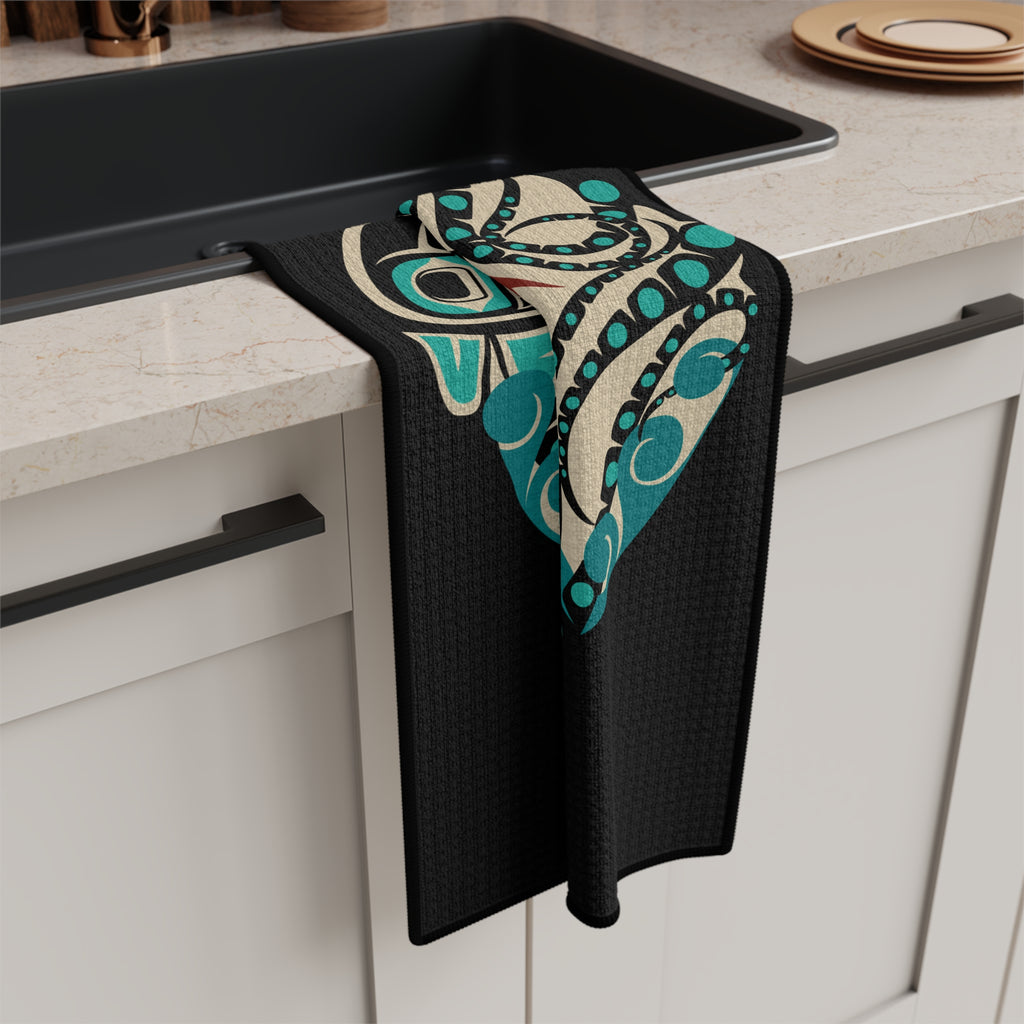 Tea Towel | 18x30" Waffle Weave | Tribal Octopus | Signature Collection
