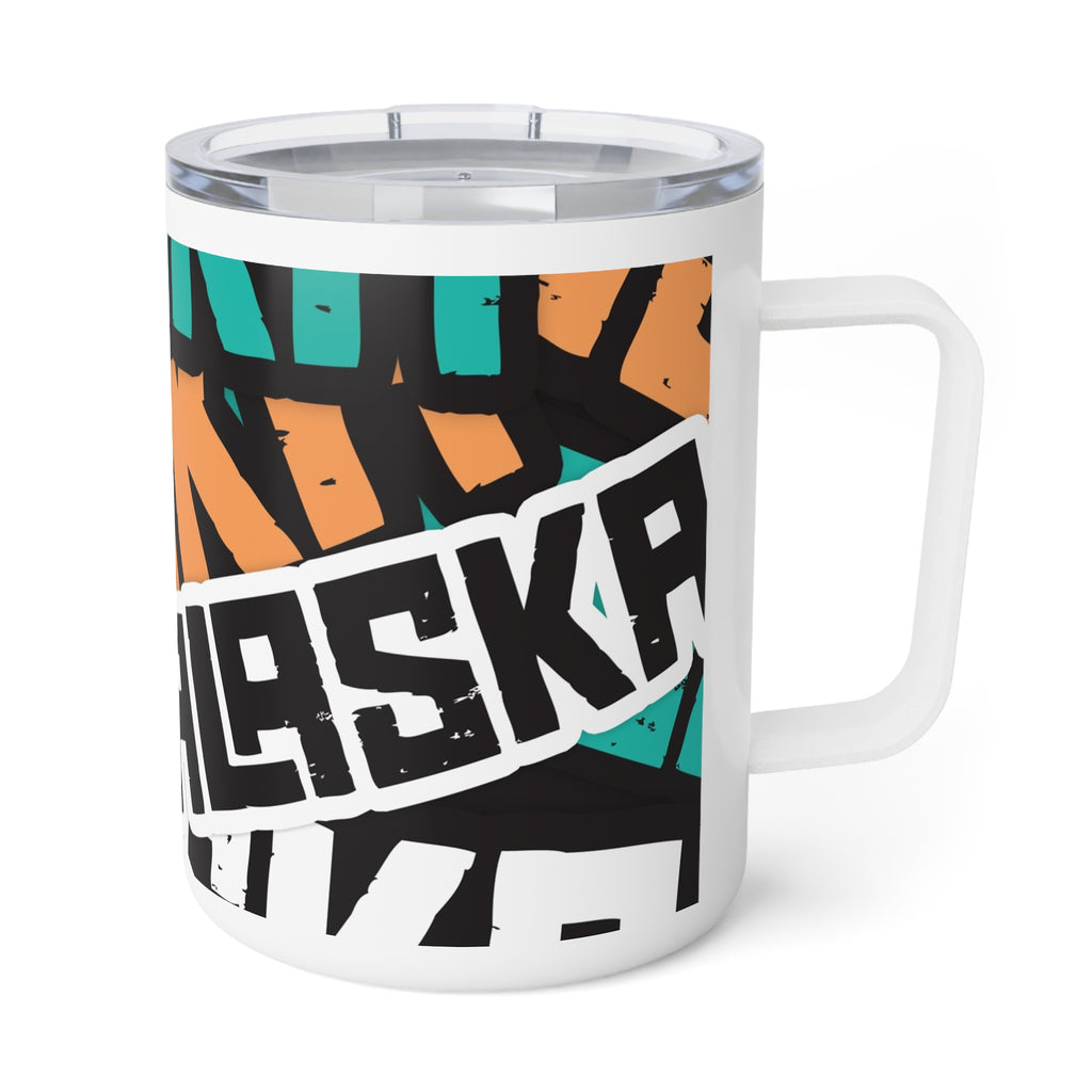 Insulated Coffee Mug, 10oz - Alaska Sticker Bomb - AK State Line™ Collection