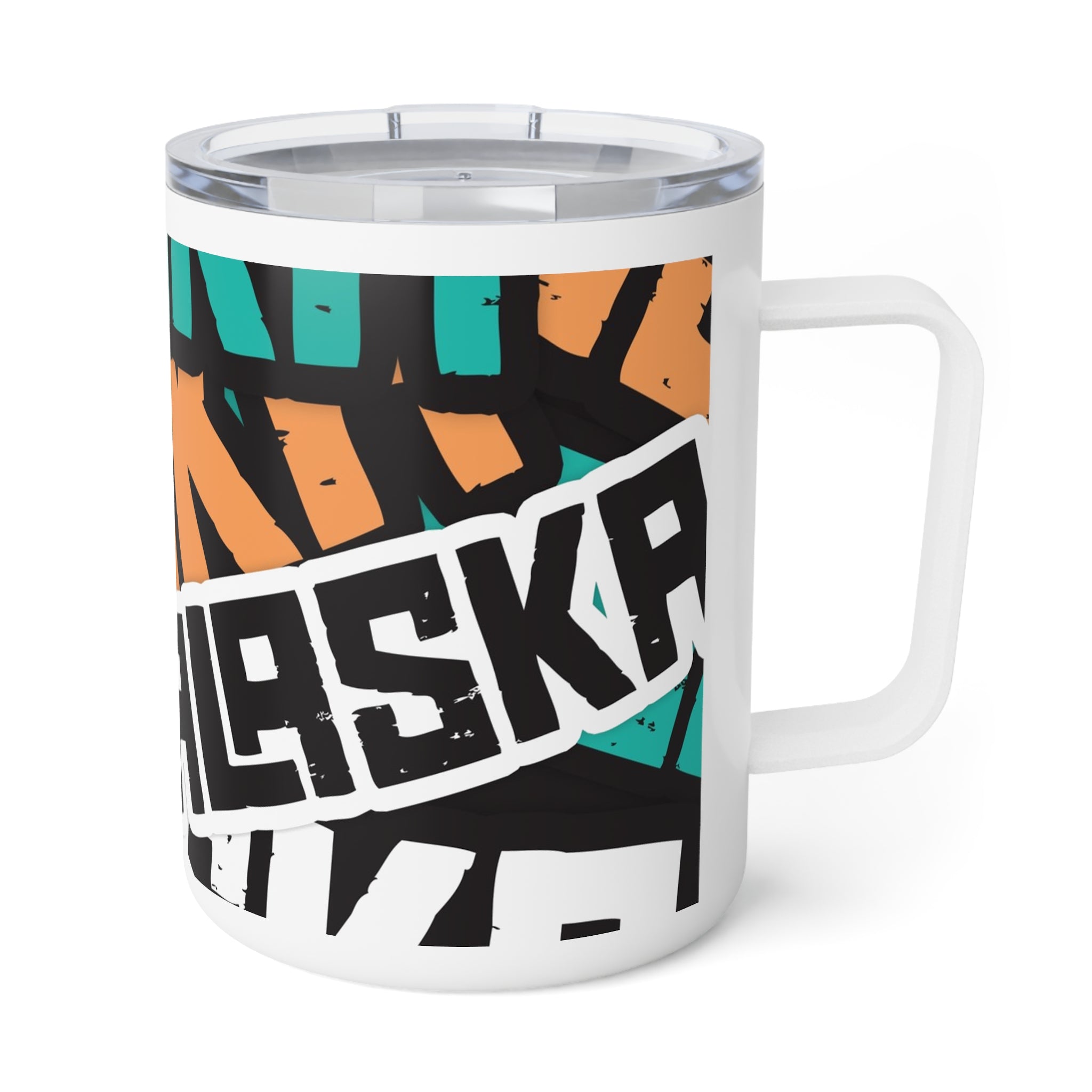 Insulated Coffee Mug, 10oz - Alaska Sticker Bomb - AK State Line™ Collection