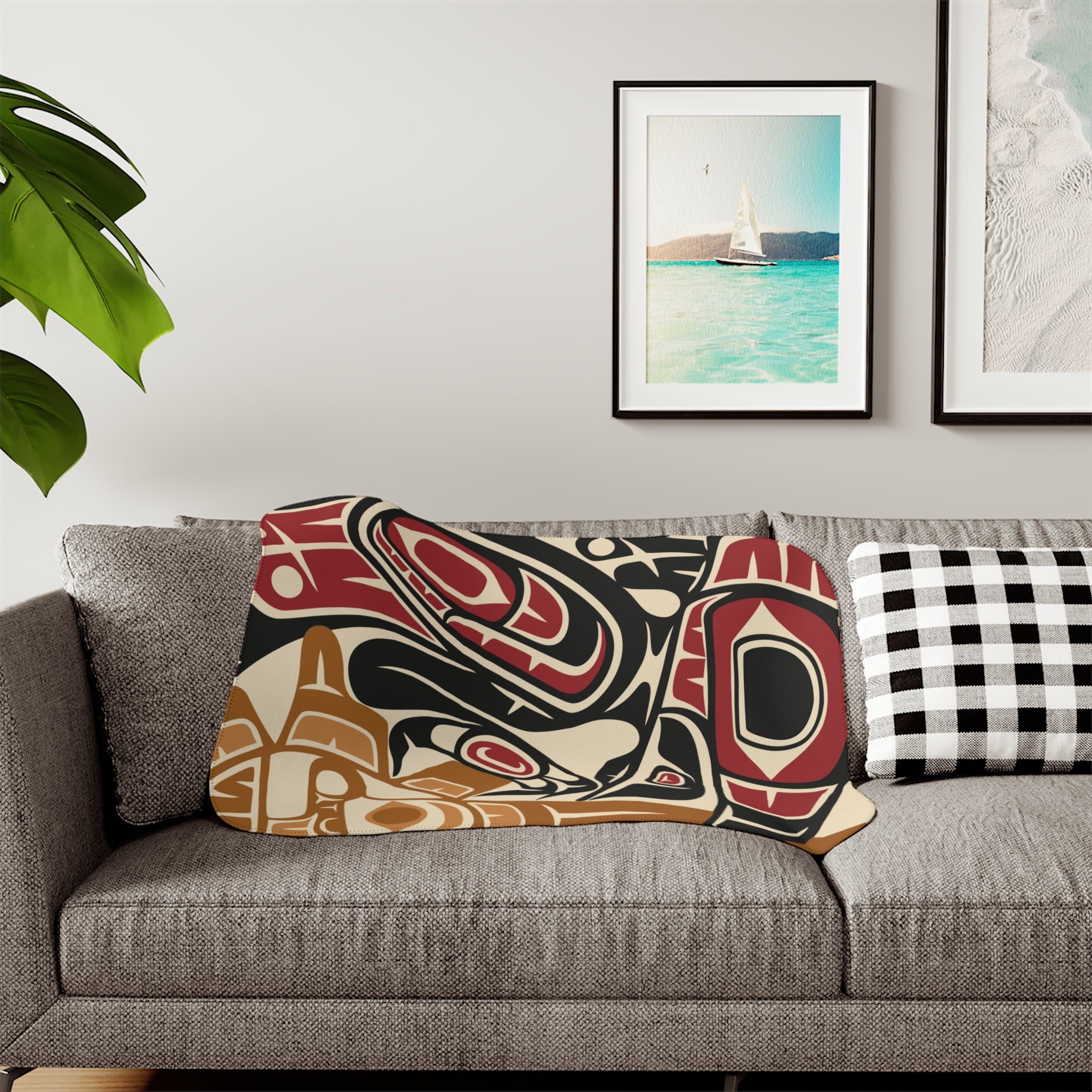 Sherpa Fleece Blanket - Classic Tribal Raven - Northern Spiritlines™