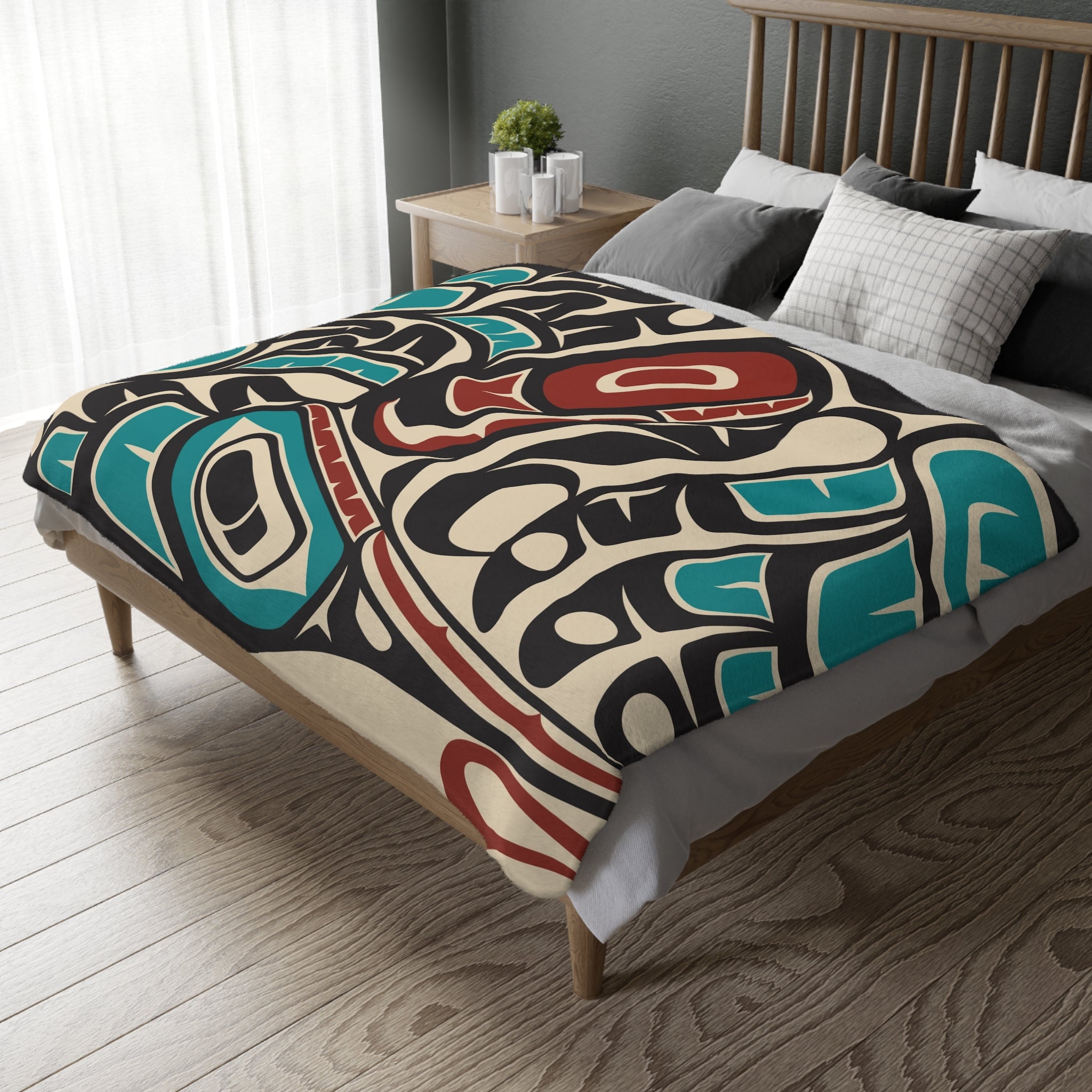 Reversible Plush Blanket - Classic Tribal Hummingbird - Northern Spiritlines™