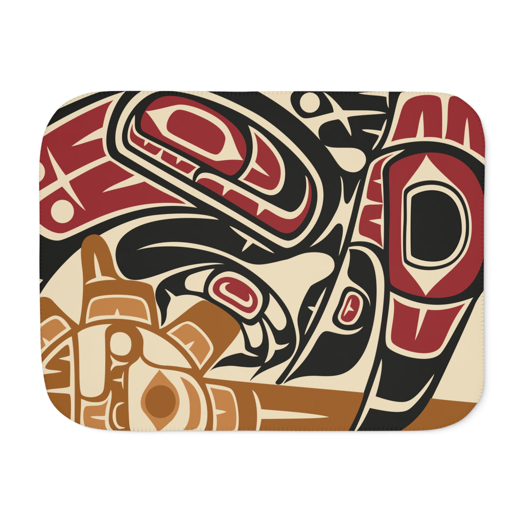 Sherpa Fleece Blanket - Classic Tribal Raven - Northern Spiritlines™