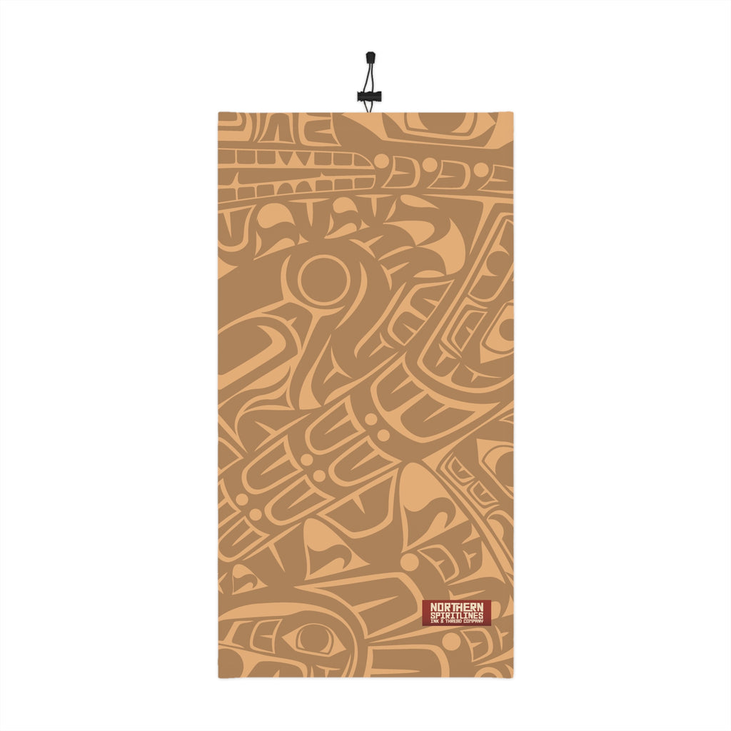 Neck Gaiter, Headband with Drawstring - Classic Tribal Print in Gold Rush - Northern Spiritlines™