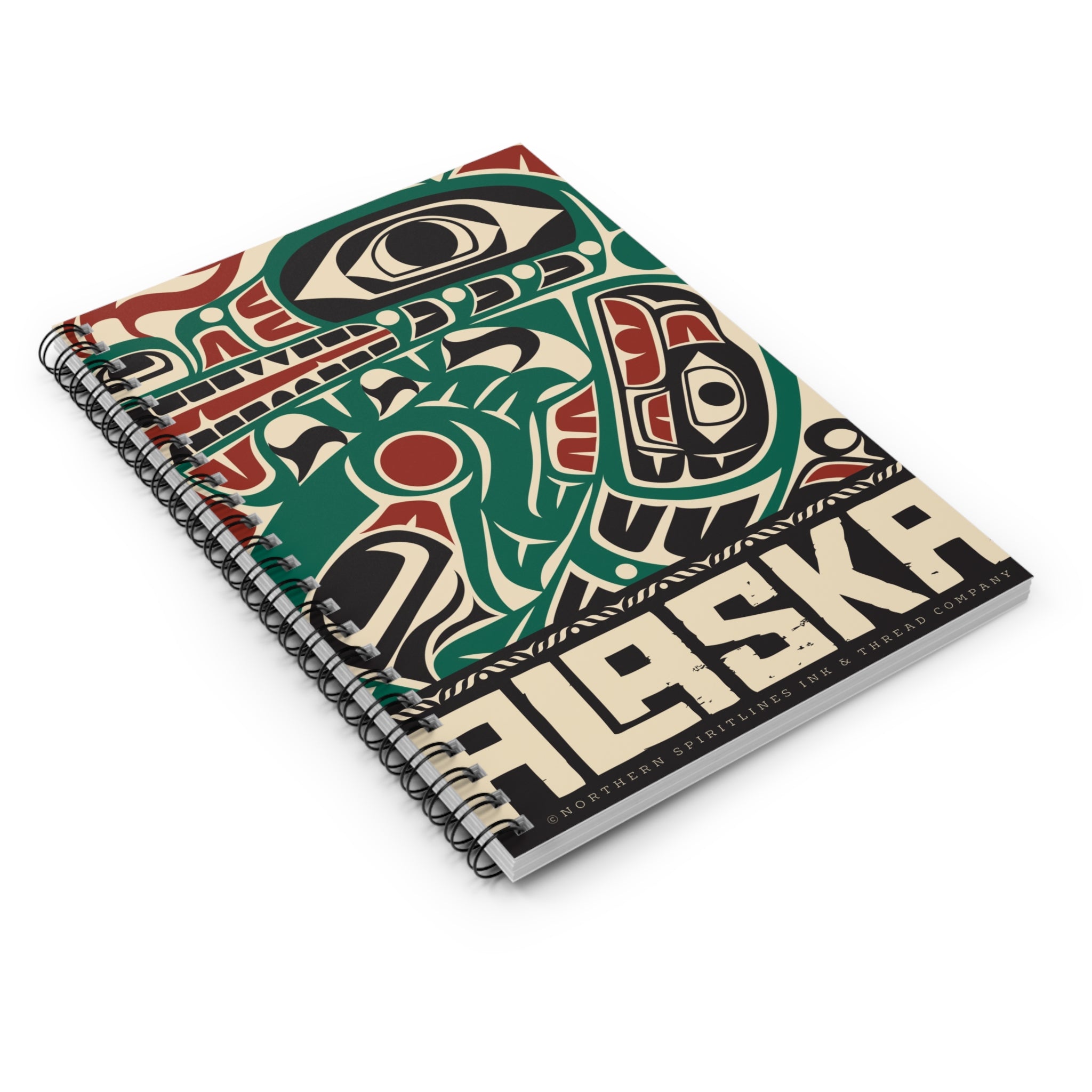 Spiral Notebook, Journal - Rustic Alaska Tribal Sea Monster - AK State Line™ Collection