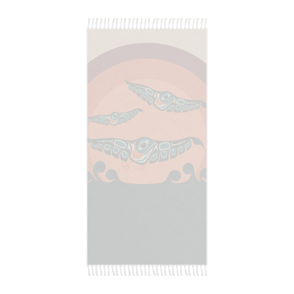 Boho Fringe Beach Cloth - Classic Tribal Puffins - Northern Spiritlines™