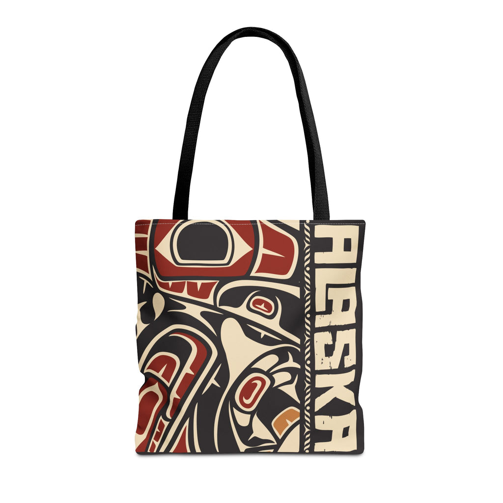 Canvas Tote Bag - Style No. 1 Rustic Alaska Tribal Raven - AK State Line™ Collection