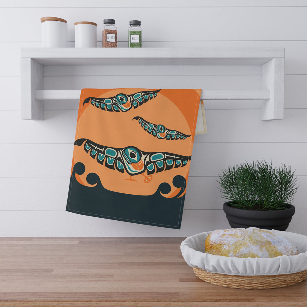 Cotton Twill Tea Towel - Classic Tribal Puffins - Northern Spiritlines™