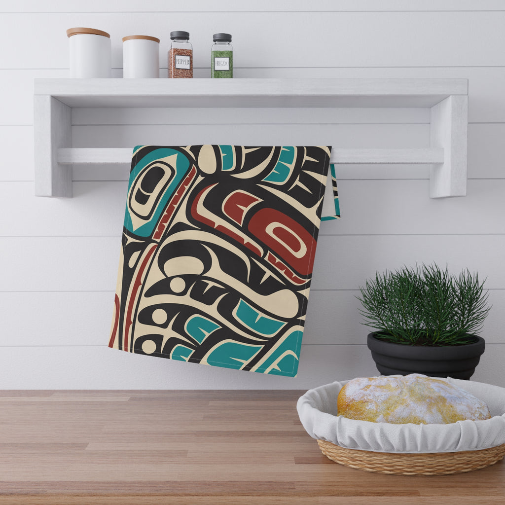 Cotton Twill Tea Towel - Classic Tribal Hummingbird - Northern Spiritlines™