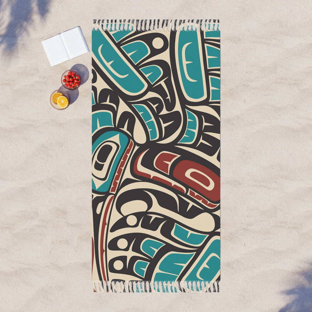 Boho Fringe Beach Cloth - Classic Tribal Hummingbird - Northern Spiritlines™