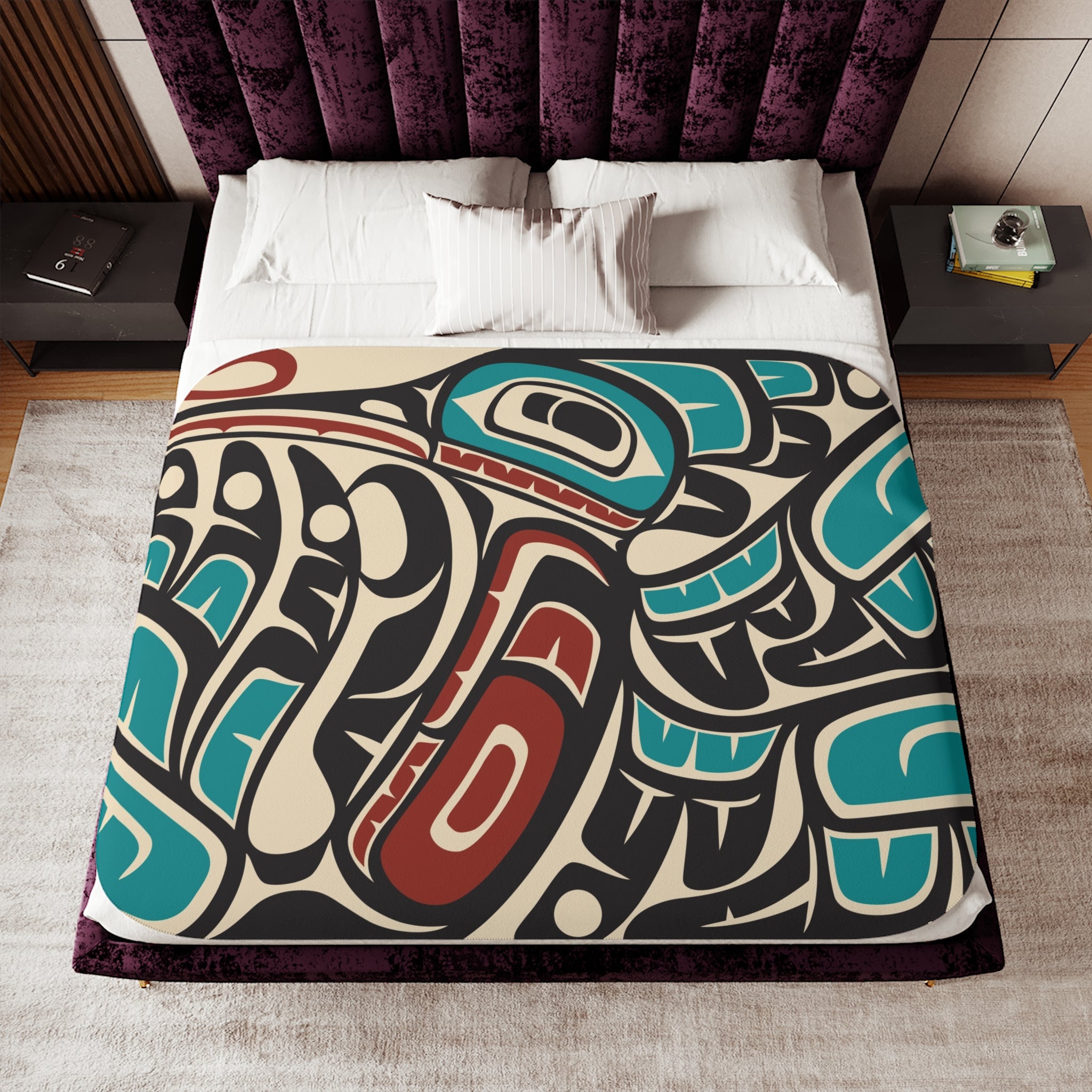 Sherpa Fleece Blanket - Classic Tribal Hummingbird - Northern Spiritlines™