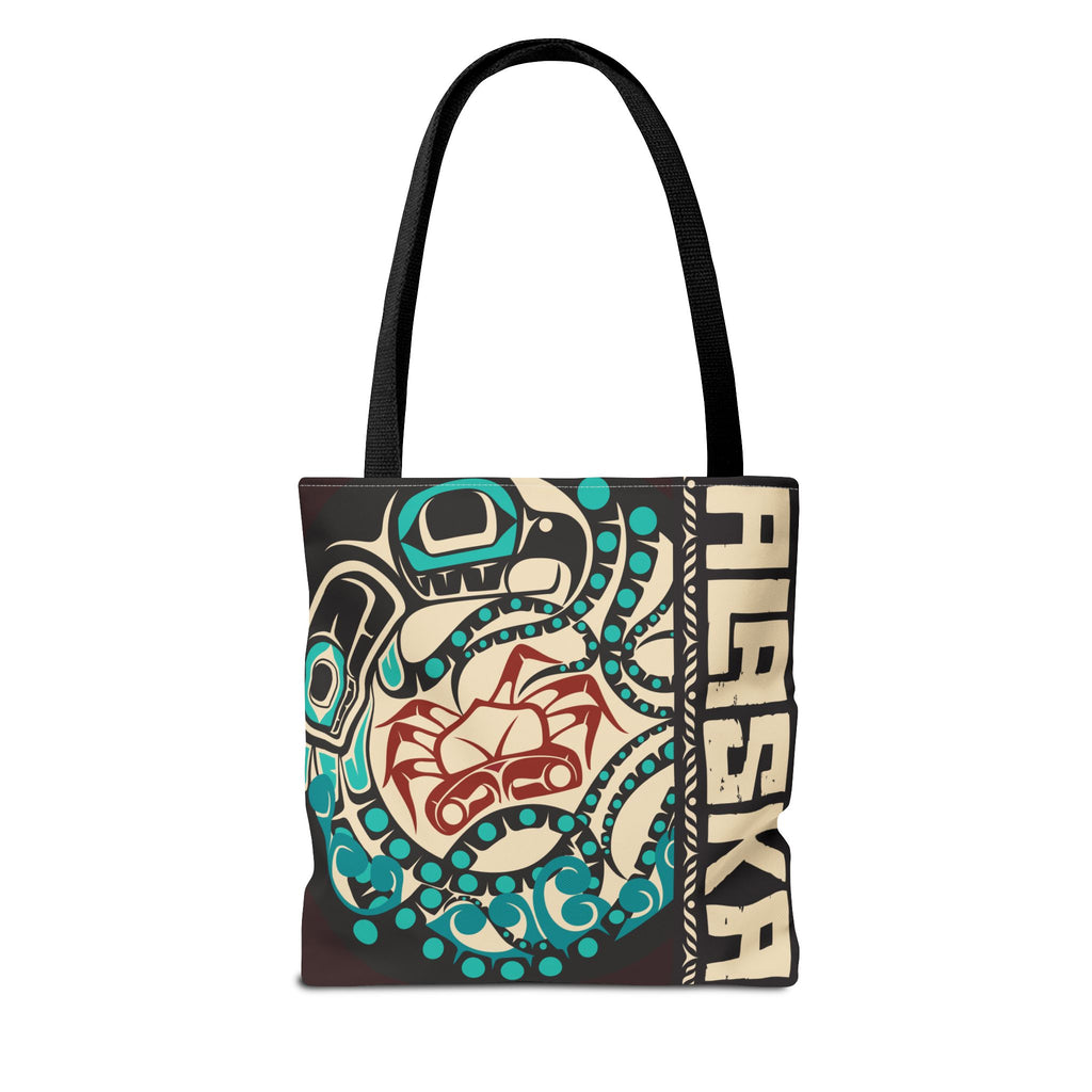 Canvas Tote Bag - Style No. 1 Rustic Alaska Tribal Octopus - AK State Line™ Collection