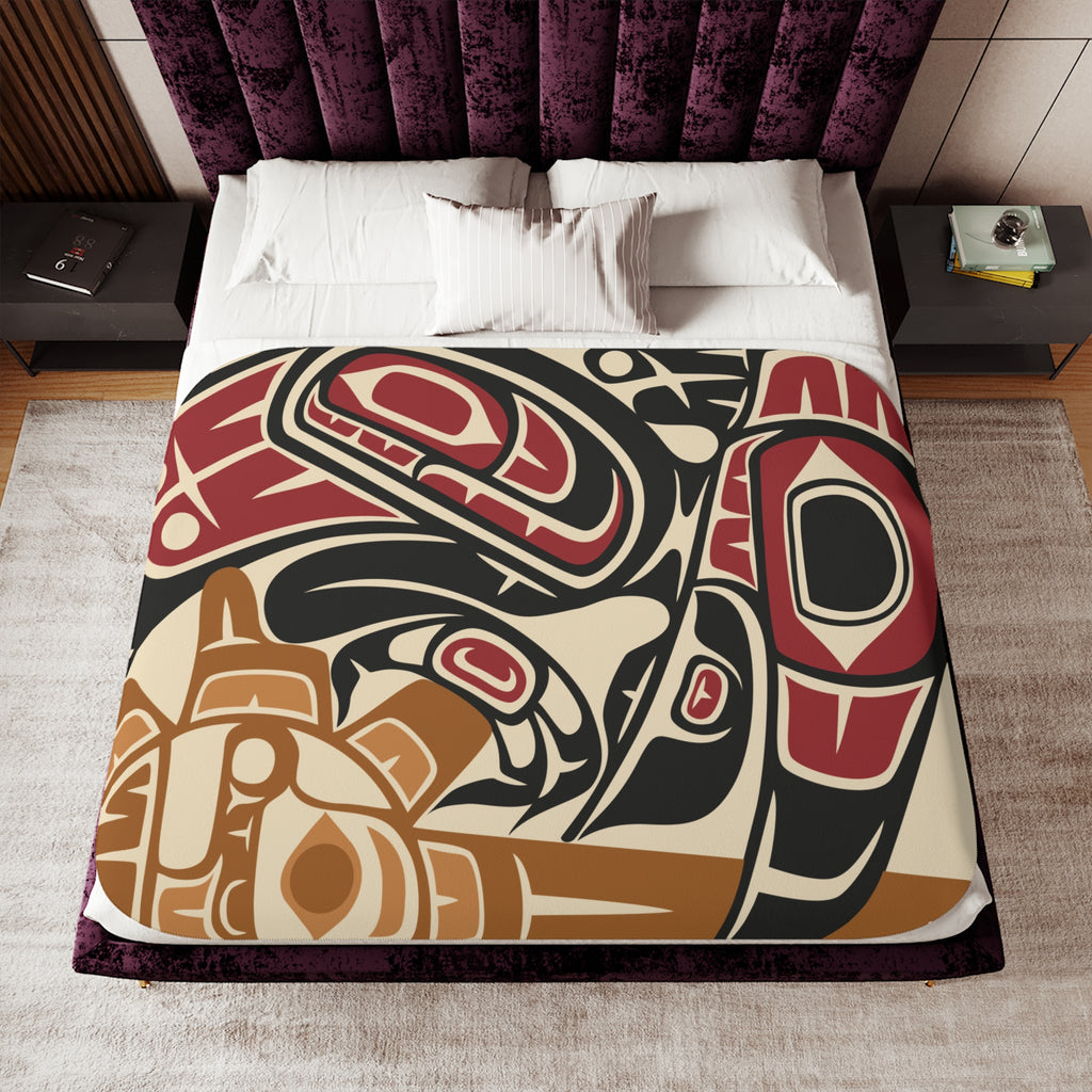 Sherpa Fleece Blanket - Classic Tribal Raven - Northern Spiritlines™
