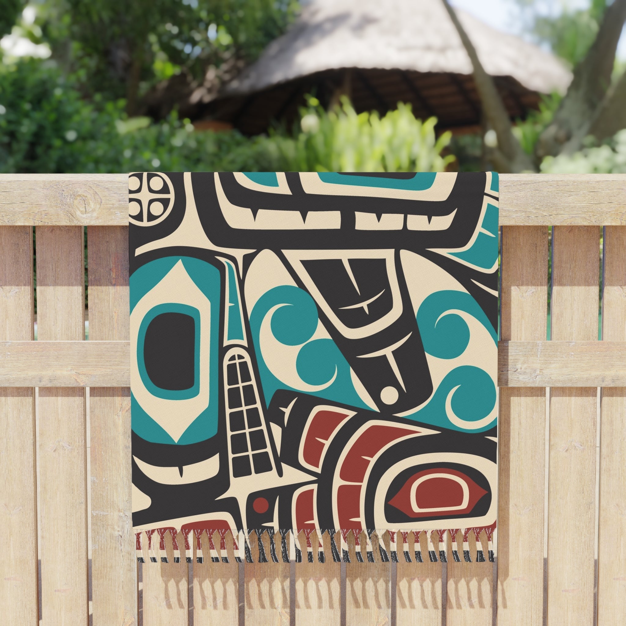 Boho Fringe Beach Cloth - Classic Tribal Orca Print - Northern Spiritlines™