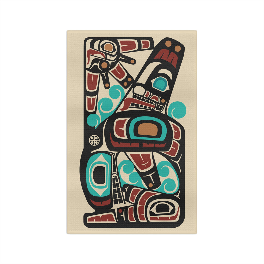 Tea Towel | 18x30" Waffle Weave | Tribal Orca | Signature Collection