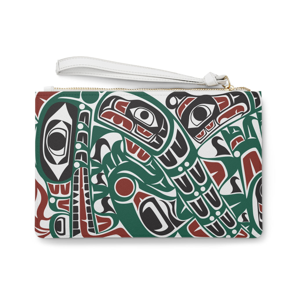 Zipper Wristlet Clutch Bag - Classic Tribal Sea Monster - Northern Spiritlines™