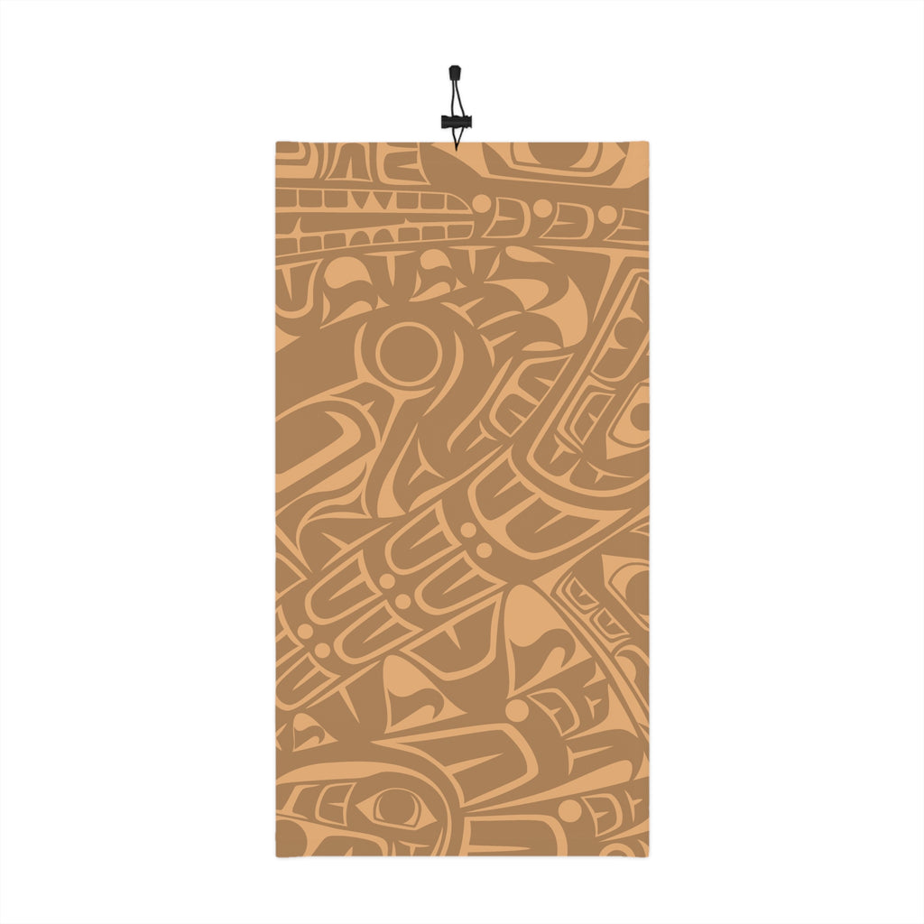 Neck Gaiter, Headband with Drawstring - Classic Tribal Print in Gold Rush - Northern Spiritlines™