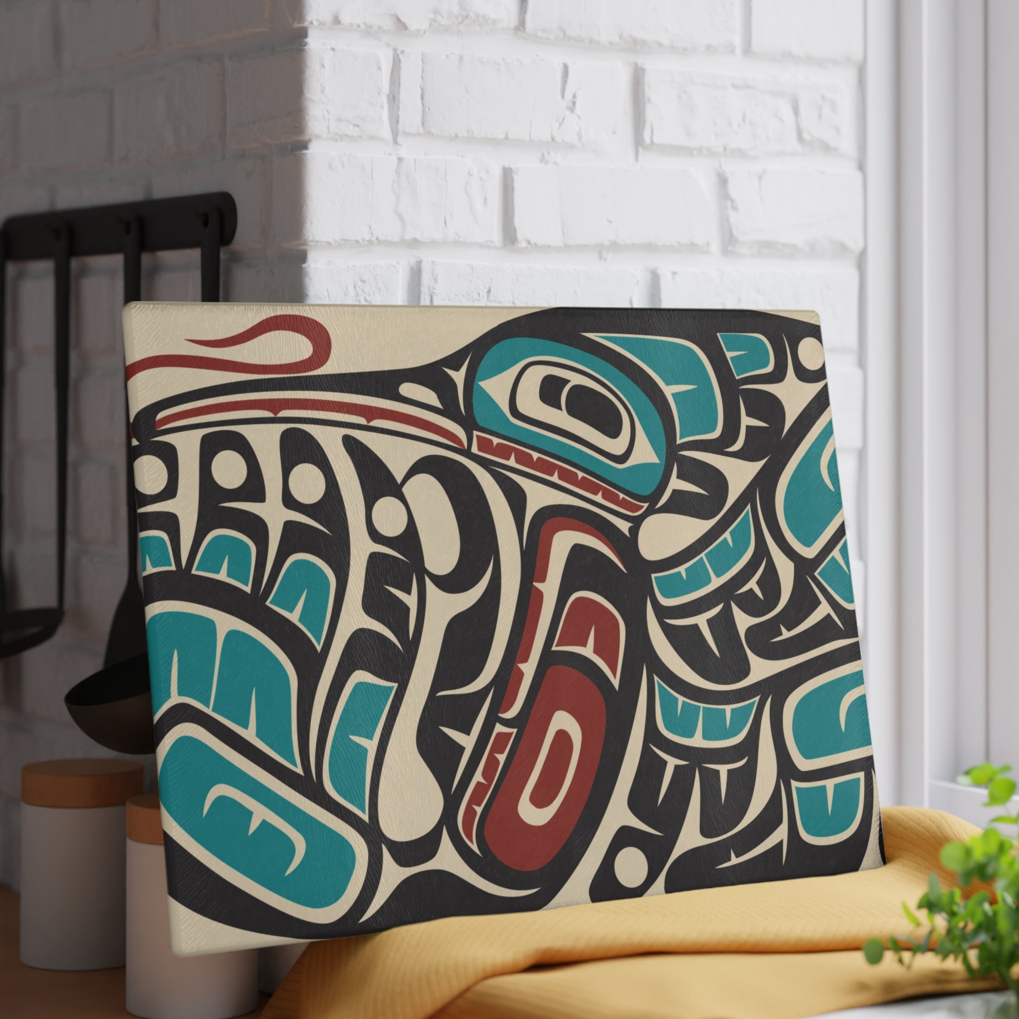 Glass Cutting Board - Classic Tribal Hummingbird Print - Northern Spiritlines™