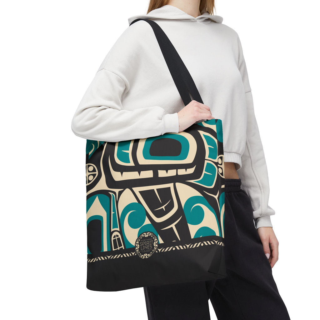 Canvas Tote Bag - Classic Tribal Orca Print with Tribal End Cap - Northern Spiritlines™