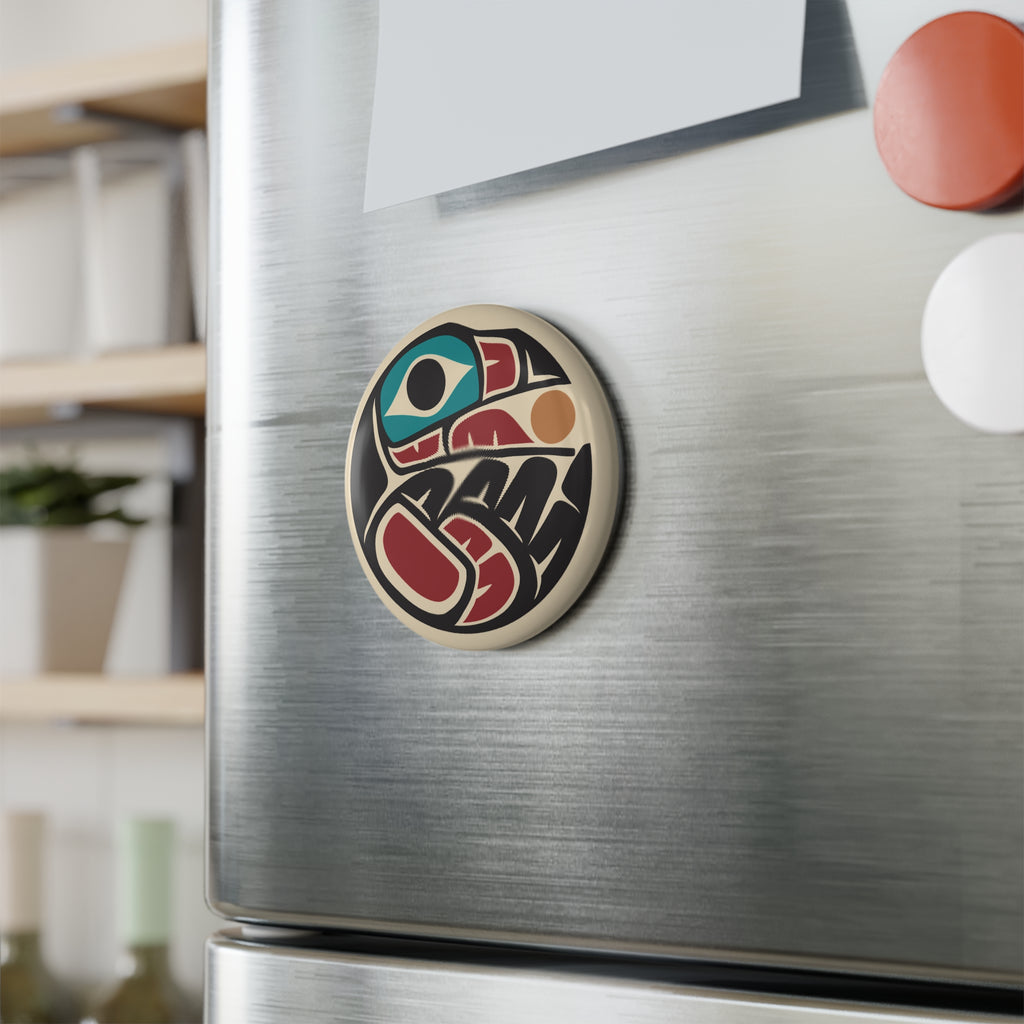 Round Metal Magnet (1 & 10 pcs) - Classic Tribal Raven Print - Northern Spiritlines™