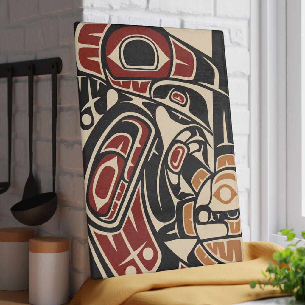 Glass Cutting Board - Classic Tribal Raven Print - Northern Spiritlines™