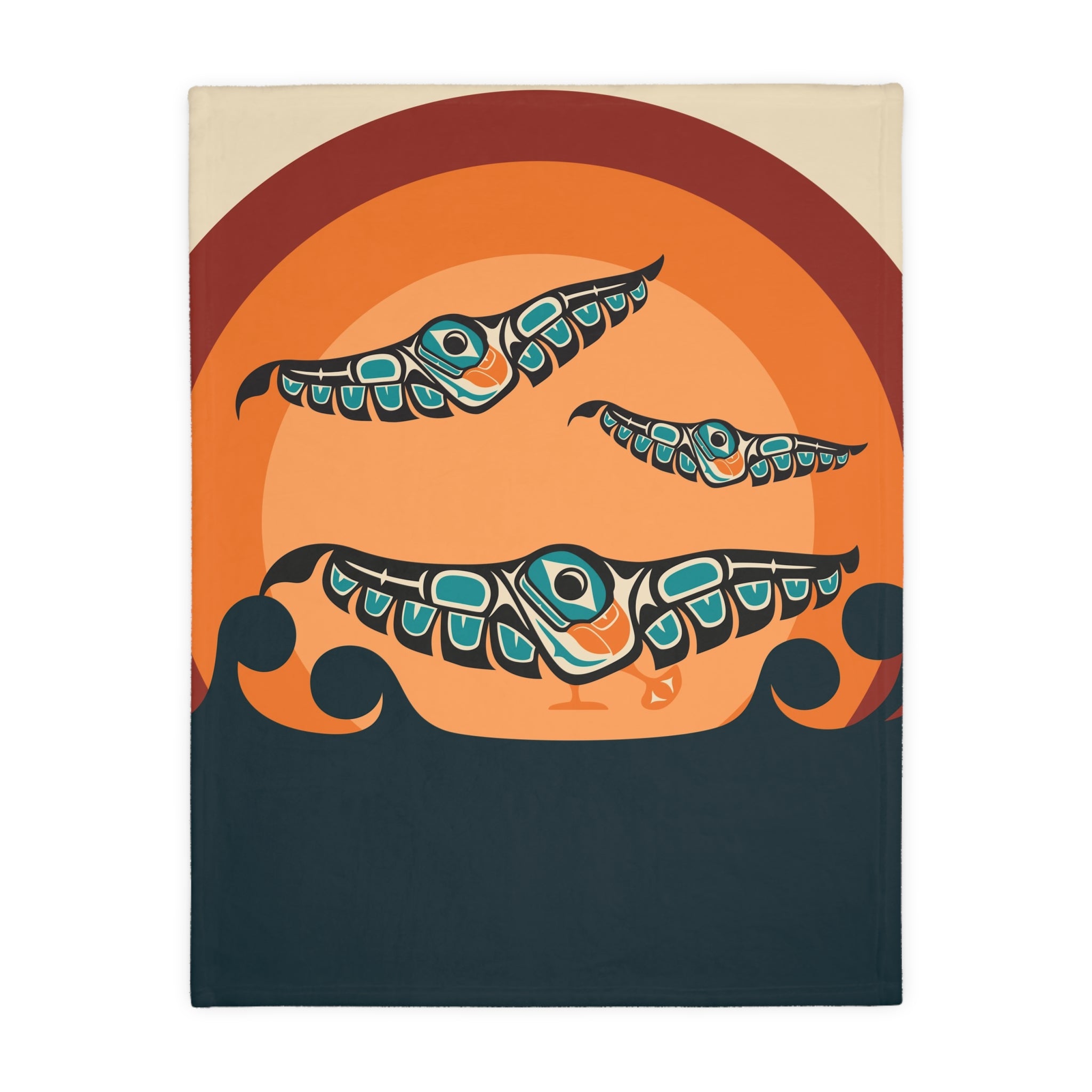 Reversible Plush Blanket - Classic Tribal Puffins - Northern Spiritlines™