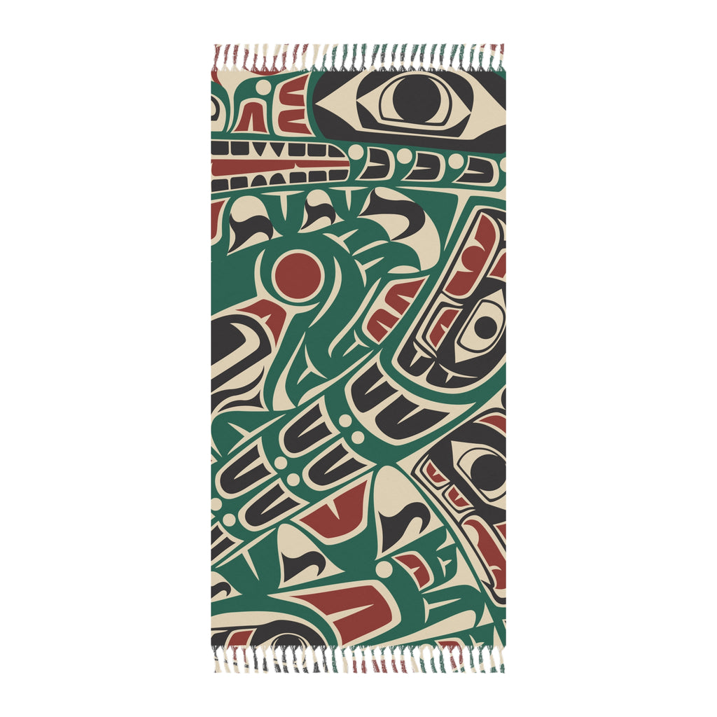 Boho Fringe Beach Cloth - Classic Tribal Sea Monster Print - Northern Spiritlines™