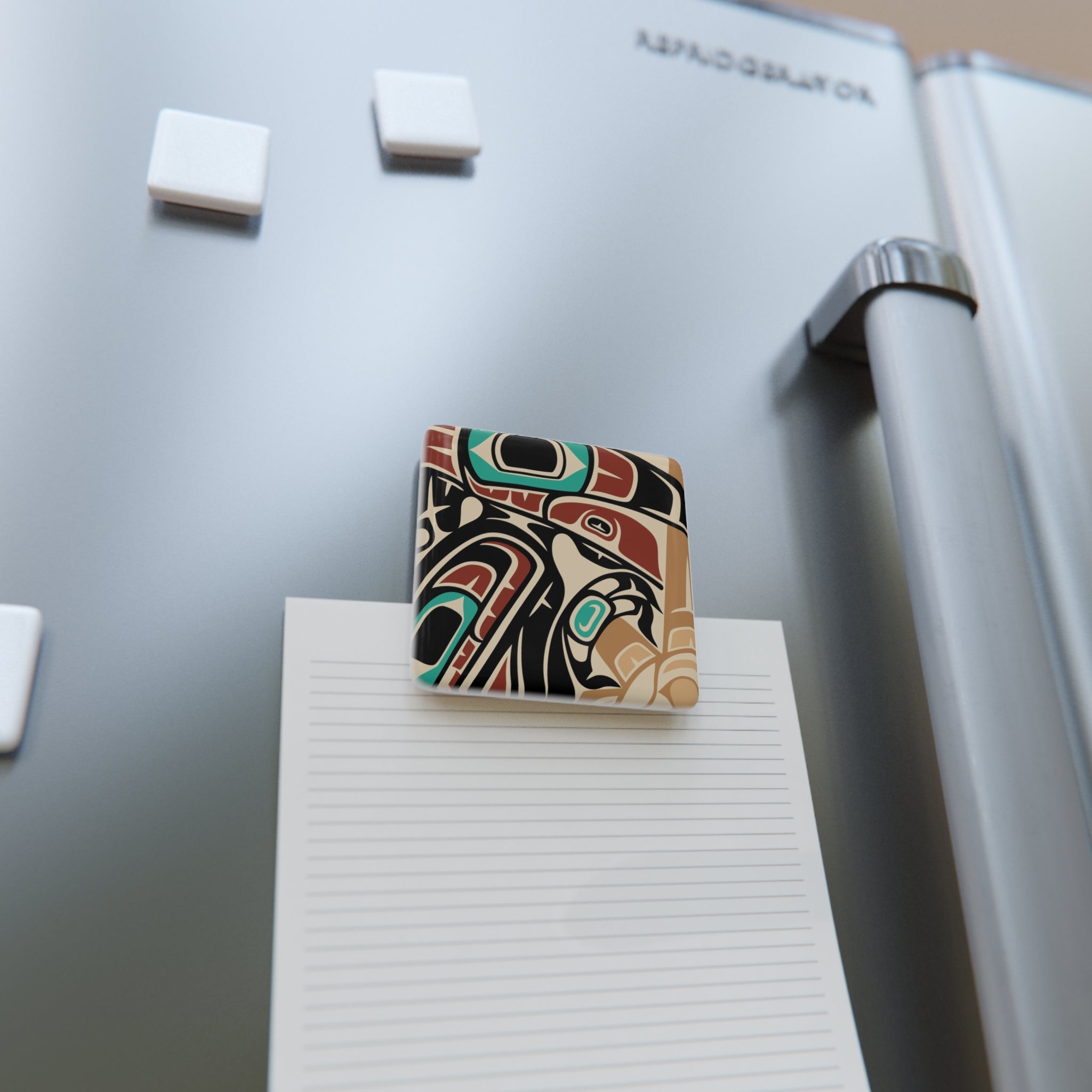2x2" Ceramic Magnet | Tribal Raven & Sun