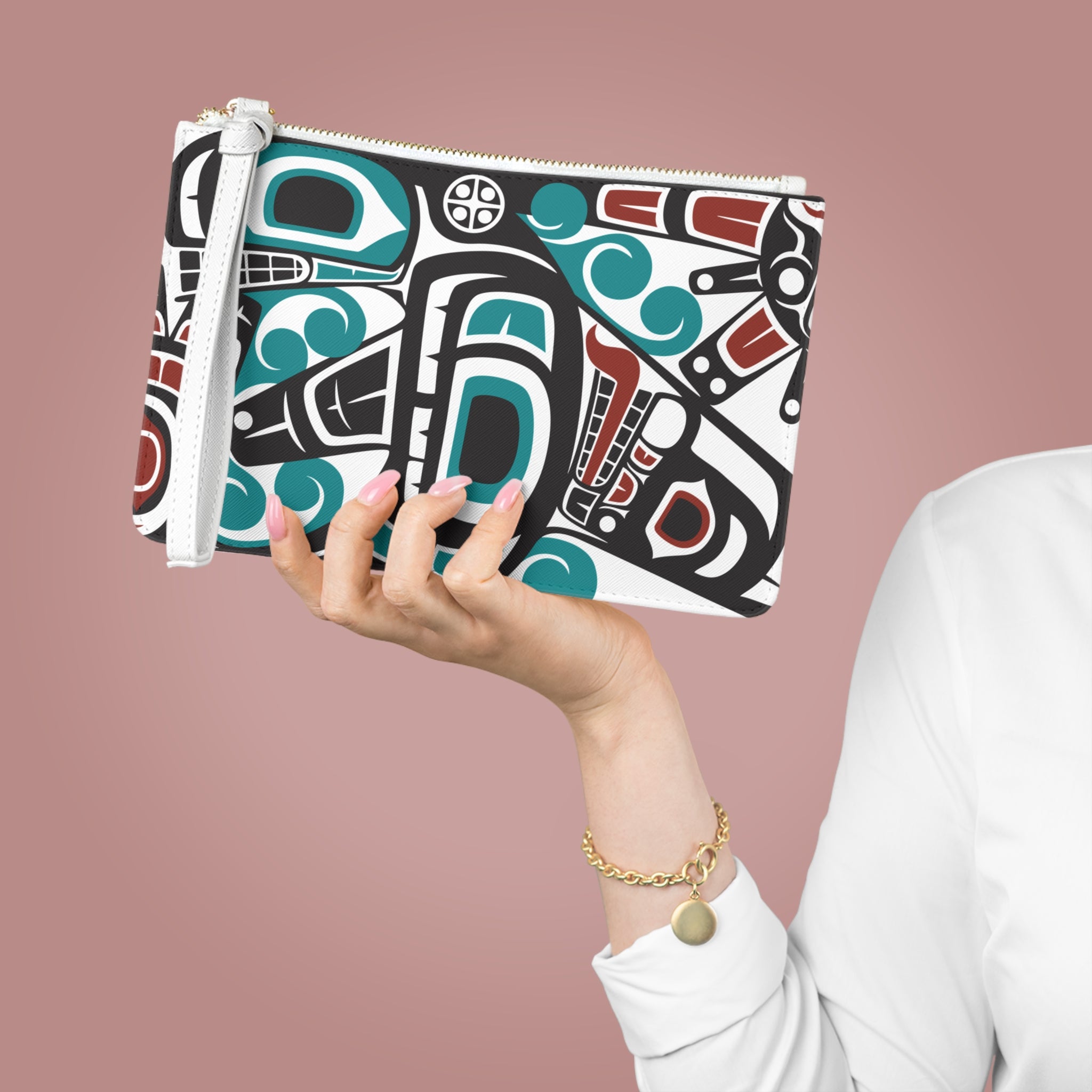 Zipper Wristlet Clutch Bag - Classic Tribal Orca - Northern Spiritlines™