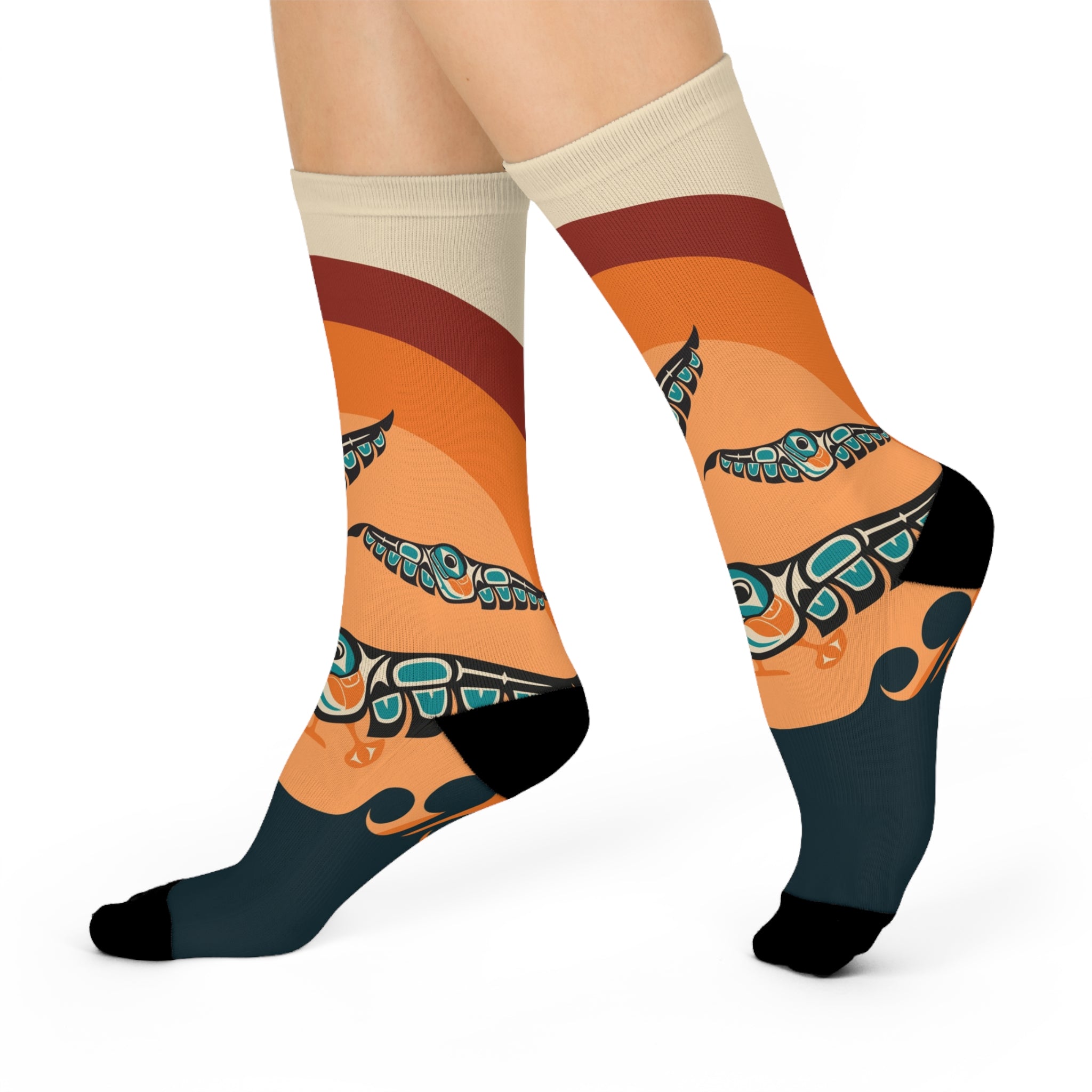 Crew Socks - Cushion Bottom - Classic Tribal Puffins - Northern Spiritlines™