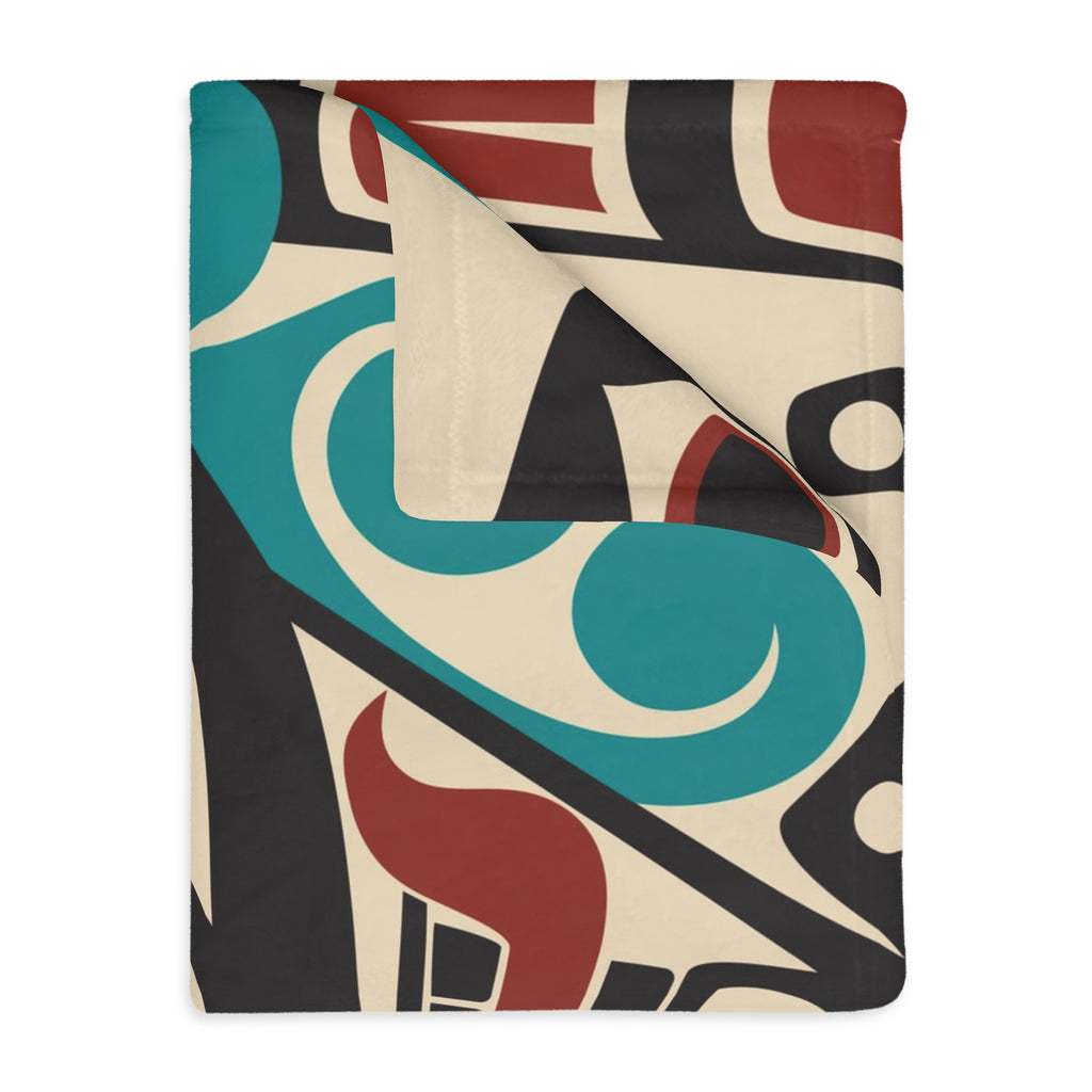Reversible Plush Blanket - Classic Tribal Orca Print - Northern Spiritlines™