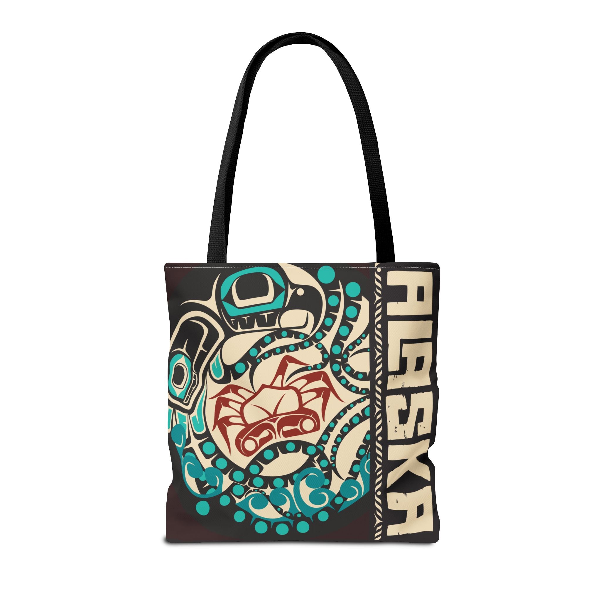 Canvas Tote Bag - Style No. 1 Rustic Alaska Tribal Octopus - AK State Line™ Collection