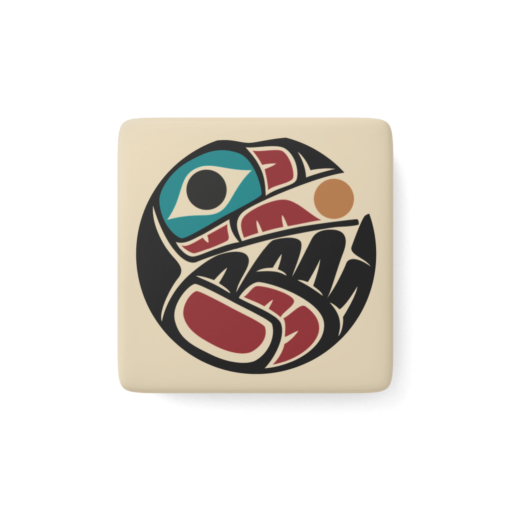Porcelain Magnet - Classic Tribal Raven Insignia