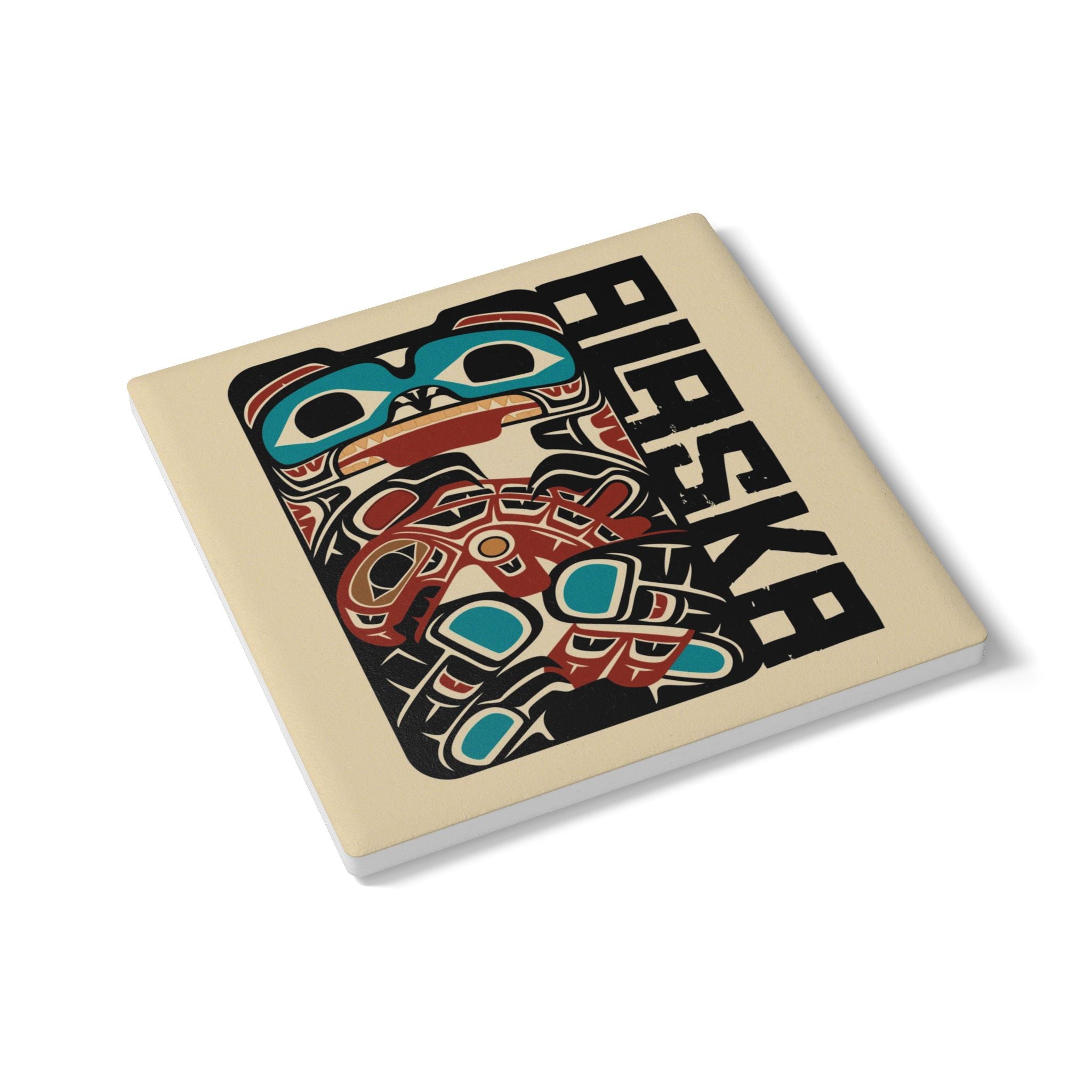 Ceramic Coaster | Alaska Tribal Bear & Salmon | Stateline Collection