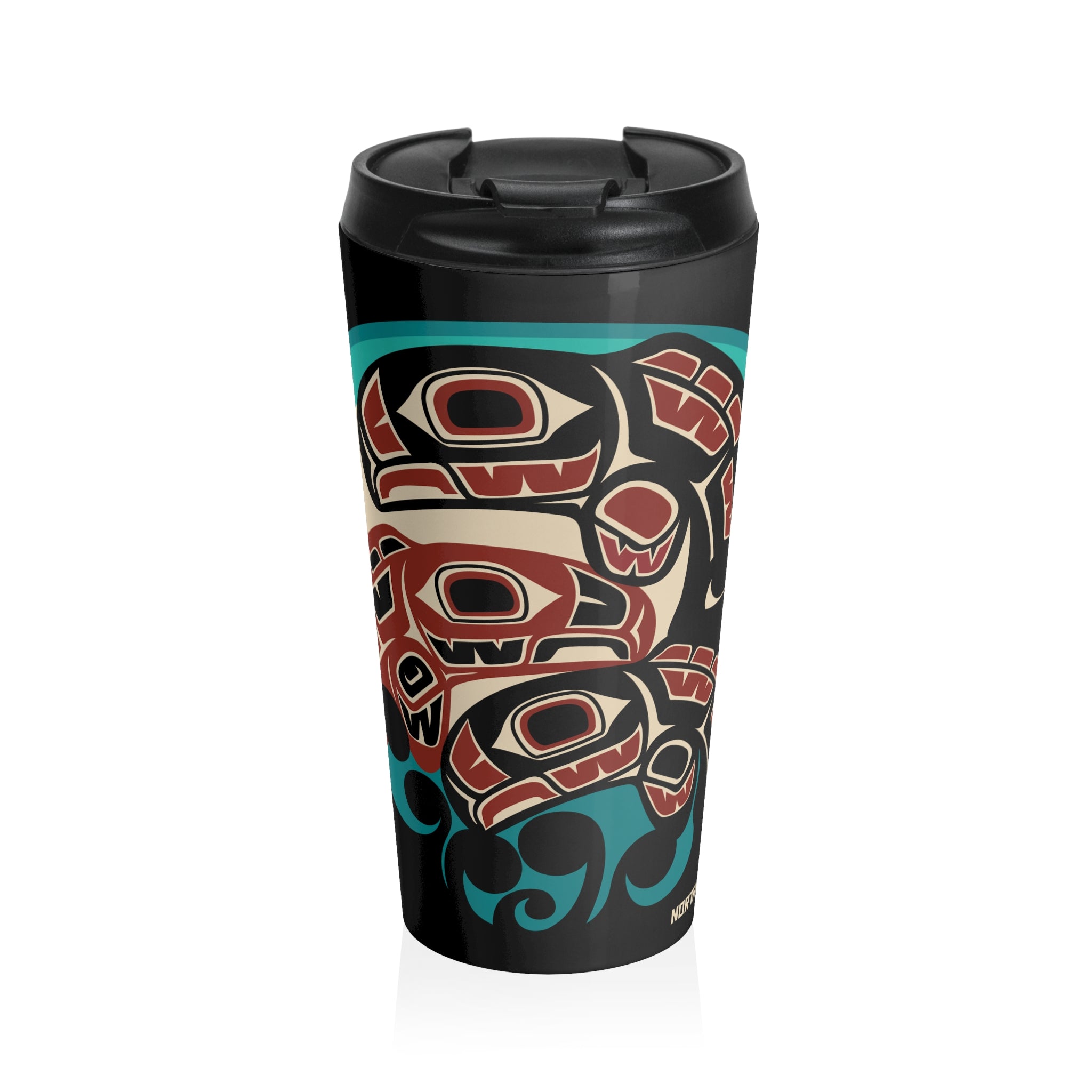 15 oz. Coffee Travel Tumbler | Classic Tribal Salmon | Signature Collection