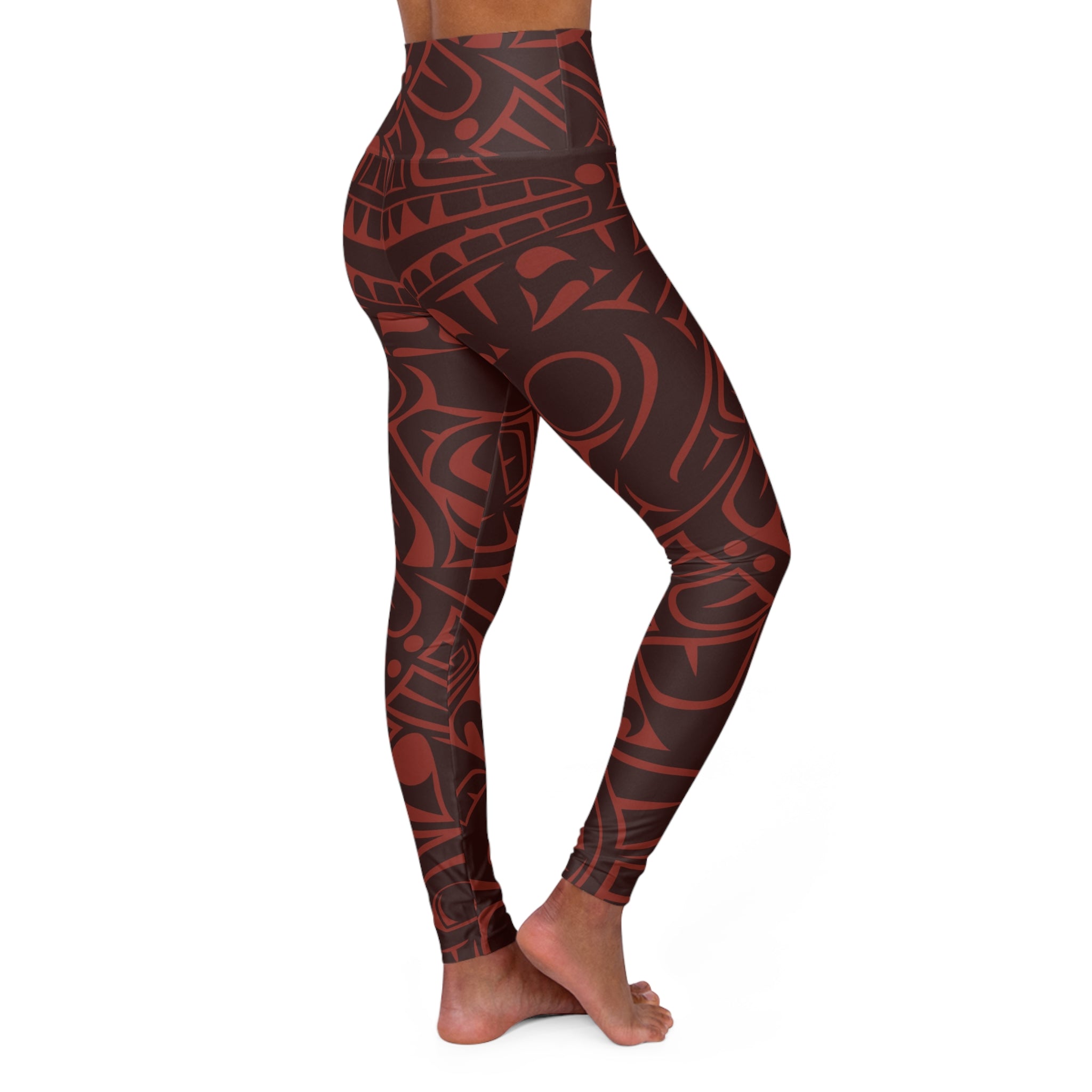High Waisted Legging, Yoga Pant - Classic Tribal Print in Raven Red - Northern Spiritlines™