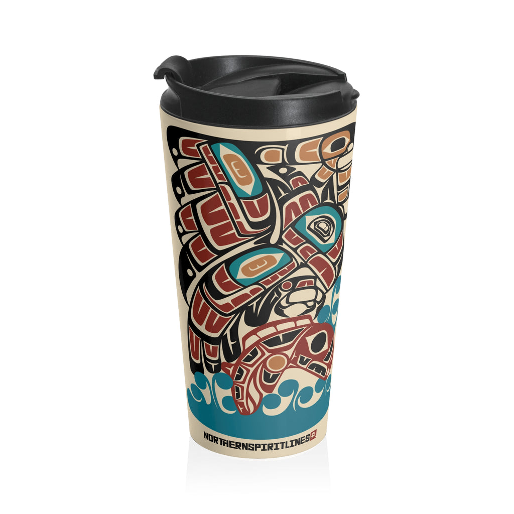 15 oz. Coffee Travel Tumbler | Classic Tribal Eagle & Salmon | Signature Collection